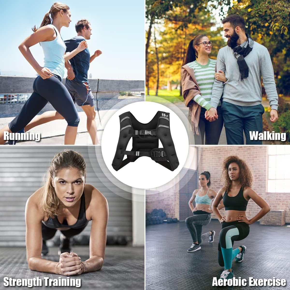 BUN DEM Weighted Vest – Adjustable 12lb to 30lb Enhanced Fitness, Strength Training, and Running - Reflective Stripe for Safety - Ideal for Men, Women, and Kids