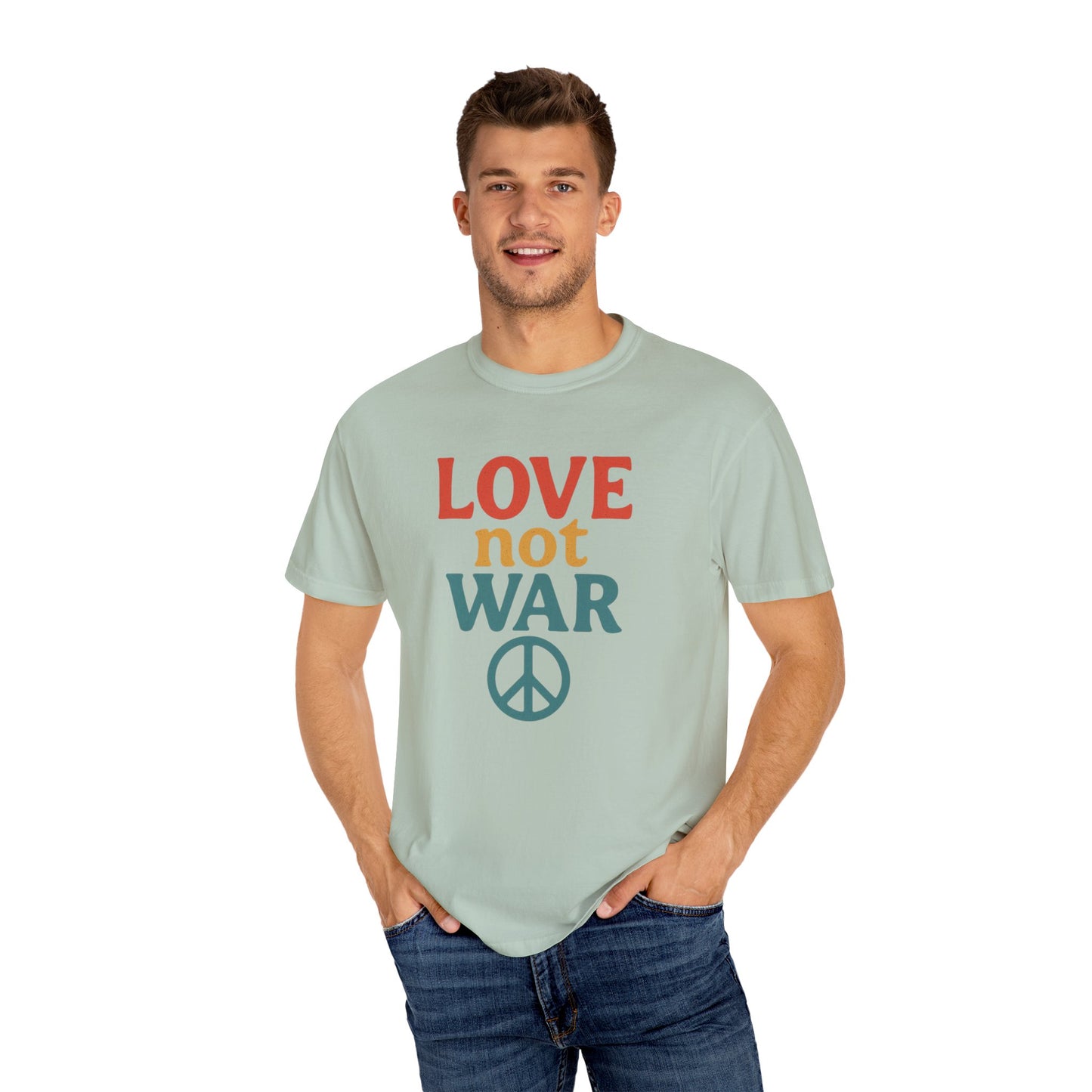Bun Dem Summer 2025 Love Not War Unisex Garment-Dyed T-Shirt Empire Edition - Peace Tee for Activists, Gifts for Friends, Casual Wear, and Everyday Style