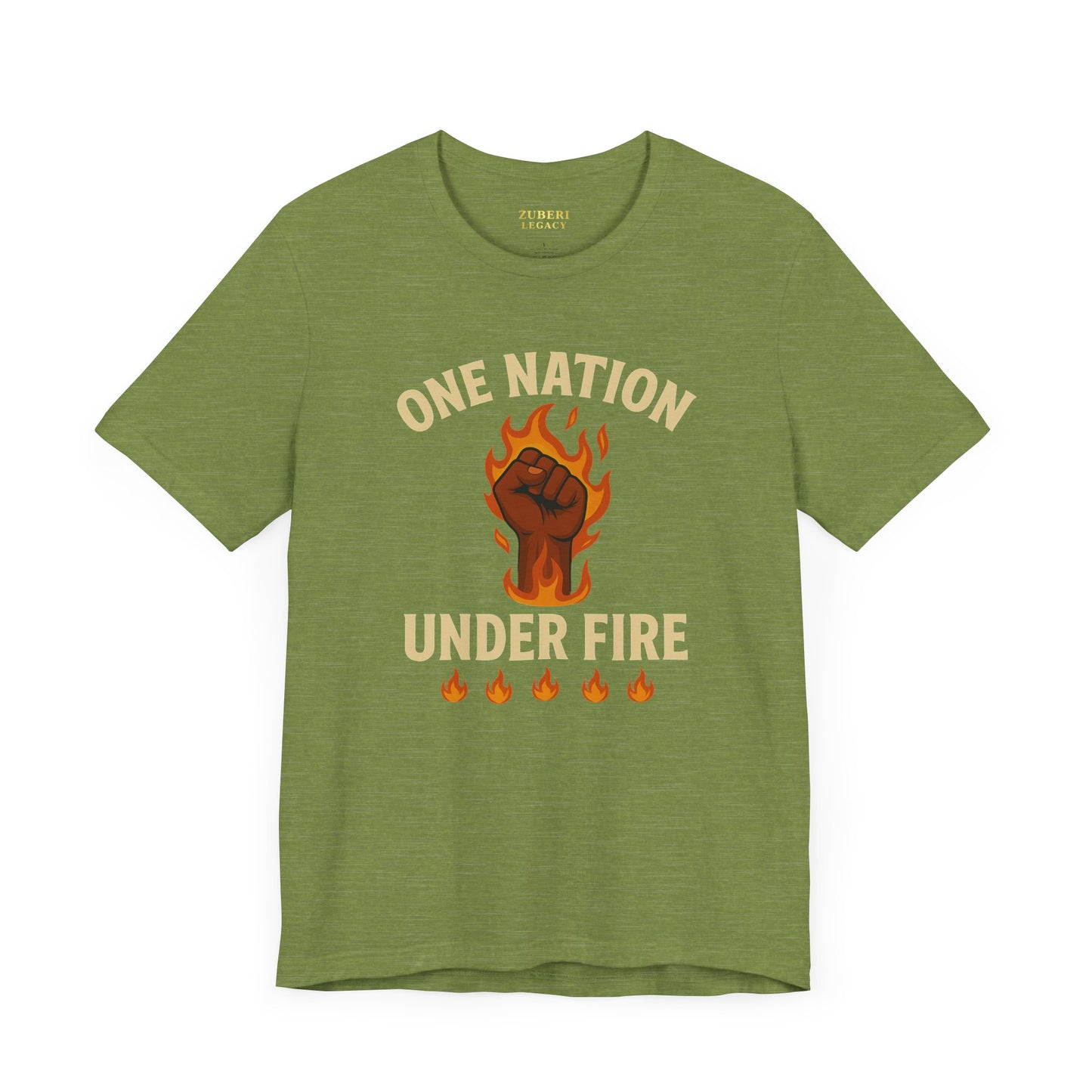 Empowering Statement Tee: One Nation Under Fire, Unisex Graphic Shirt, Activist Apparel, Casual Wear, Gift for Change Makers