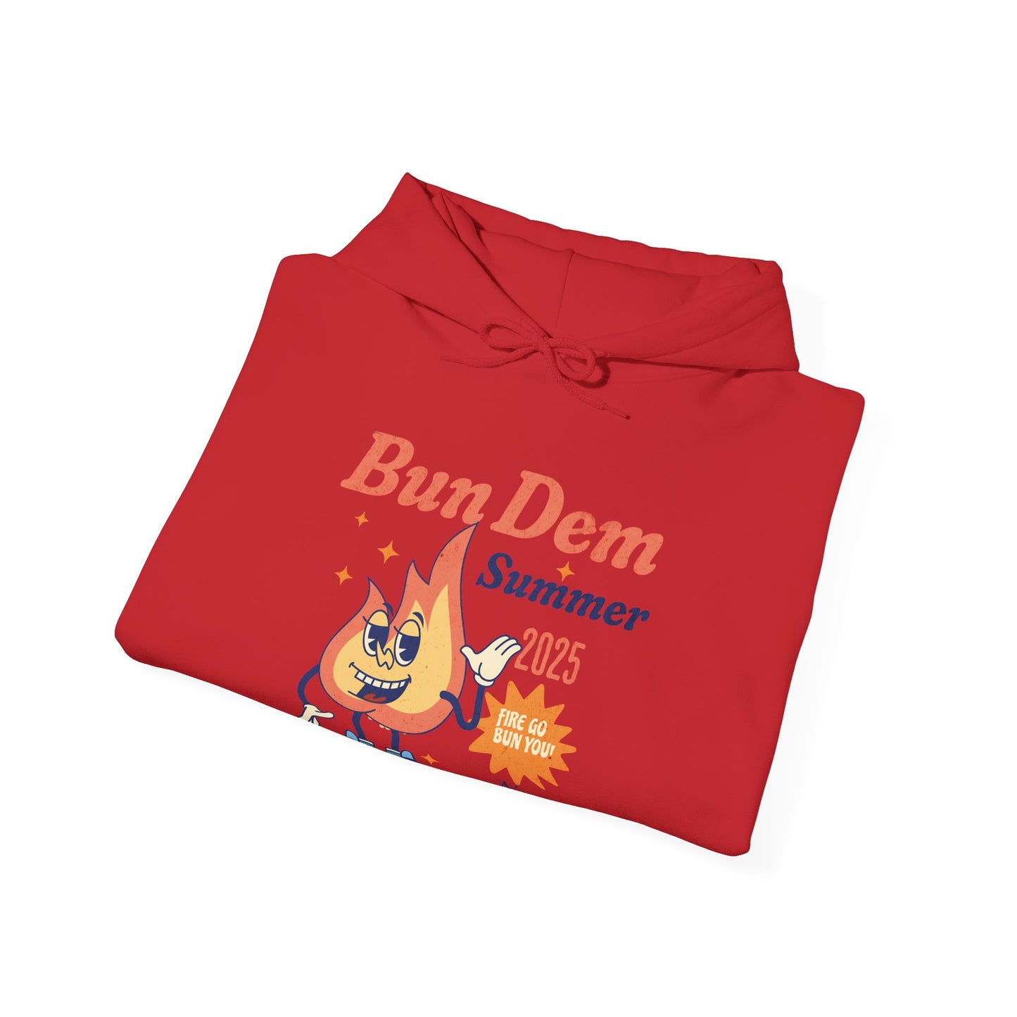 Bun Dem Summer 2025 Feel The Burn Graphic Hoodie, Comfortable Unisex Sweatshirt, Perfect for Beach Days, Vacation Wear, Casual Outing
