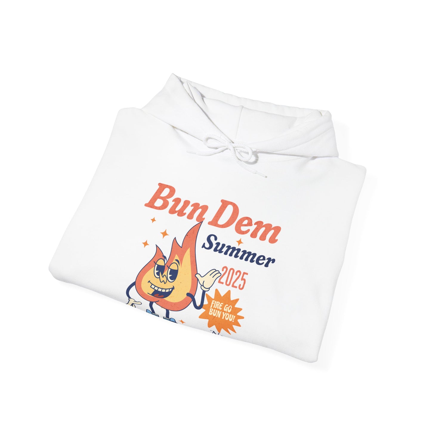 Bun Dem Summer 2025 Feel The Burn Graphic Hoodie, Comfortable Unisex Sweatshirt, Perfect for Beach Days, Vacation Wear, Casual Outing