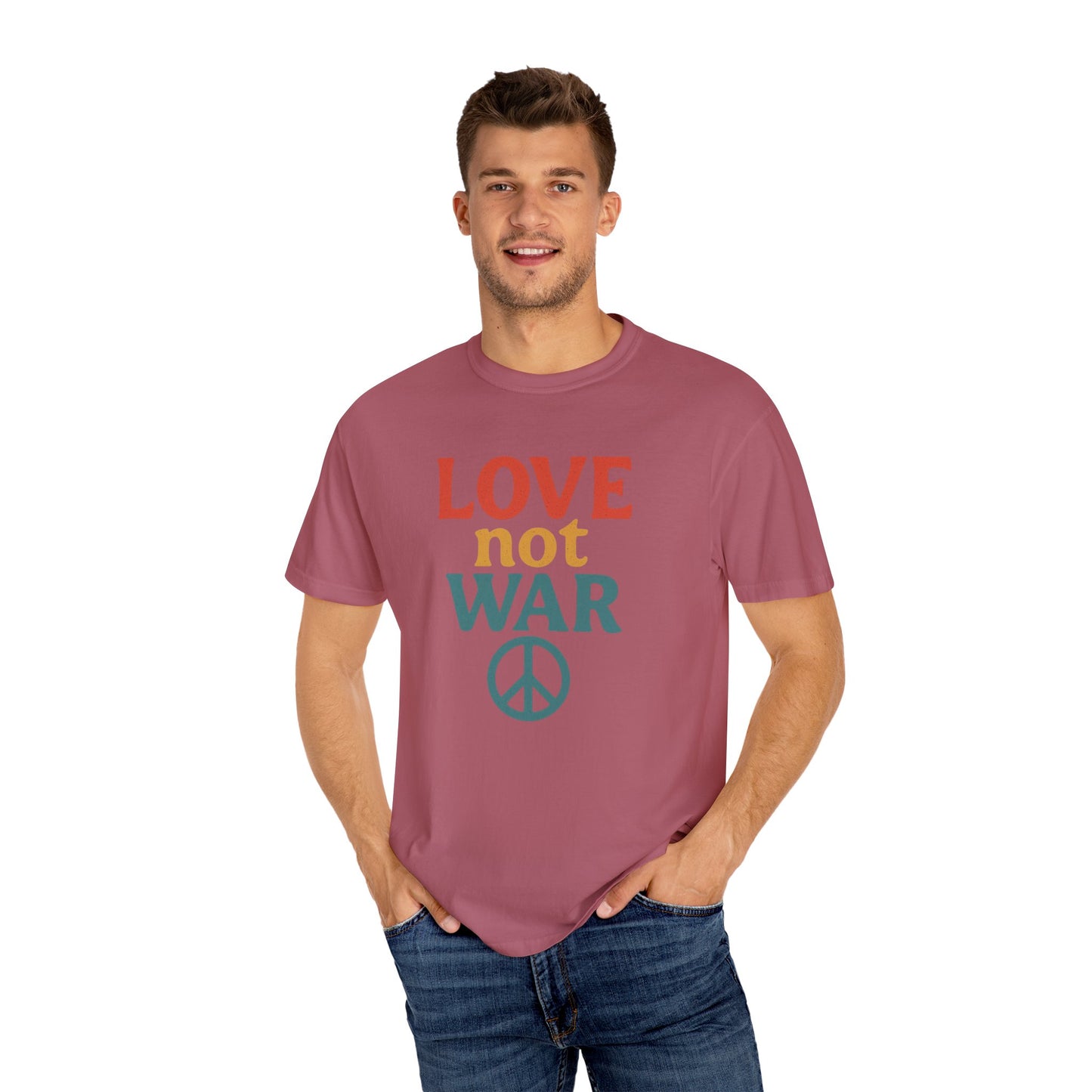 Bun Dem Summer 2025 Love Not War Unisex Garment-Dyed T-Shirt Empire Edition - Peace Tee for Activists, Gifts for Friends, Casual Wear, and Everyday Style