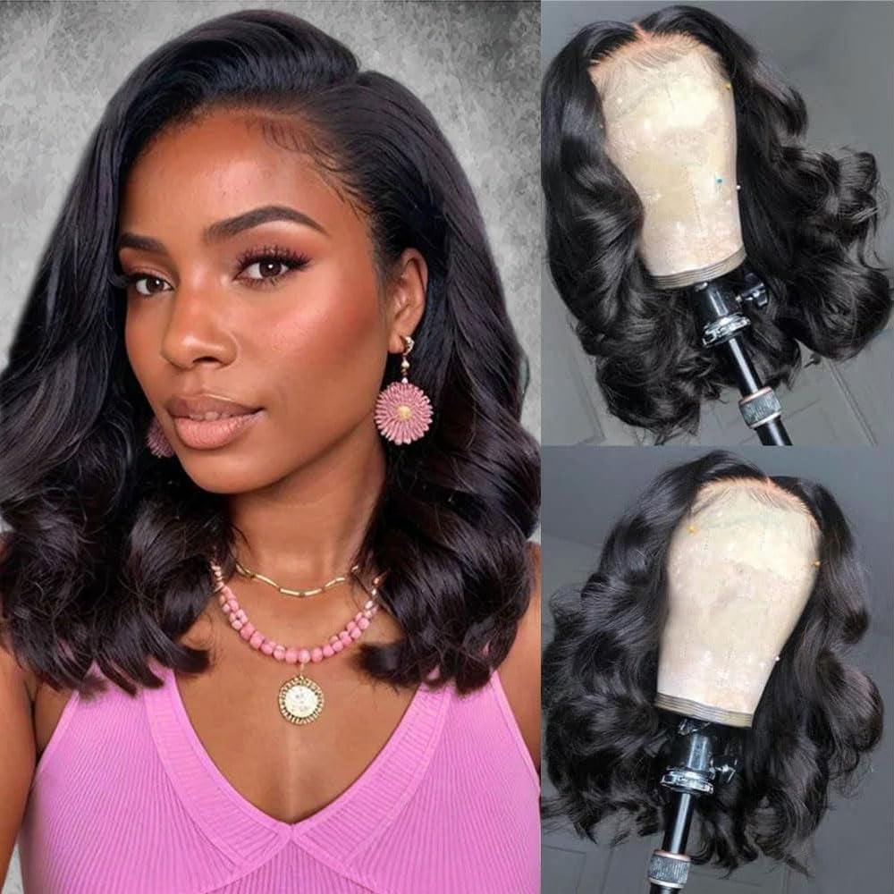 250 Density Human Hair Wig 13X4 HD Lace Front Wigs Pre Plucked Glueless Wig Human Hair Body Wave Wigs Human Hair for Black Women Frontal Wigs Human Hair Wigs Bleached Knots 18 Inch