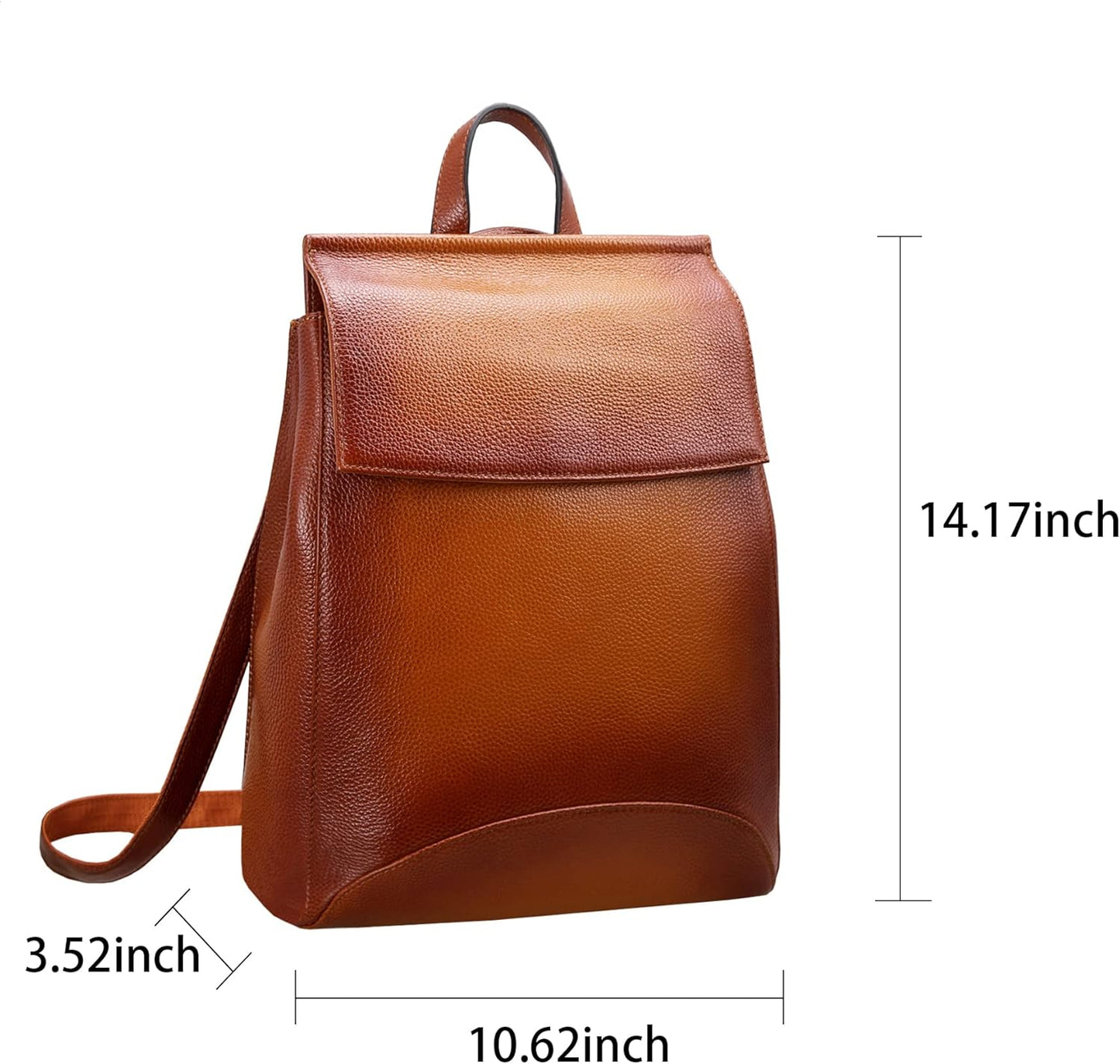 HESHE Genuine Leather Backpack Purse Convertible Womens Backpack Lightweight Work Bag Ladies Backpack(Sorrel)