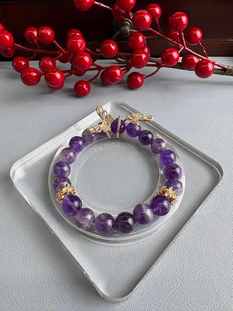 【DIY Dreamy Purple Bolivian Amethyst Bead Bracelet】