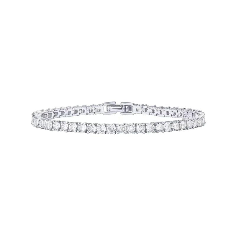 T&S 14K Gold Plated Cubic Zirconia Classic Tennis Bracelet | Gold Bracelets for Women | 3Mm CZ, Size 7.5-8.2 Inch