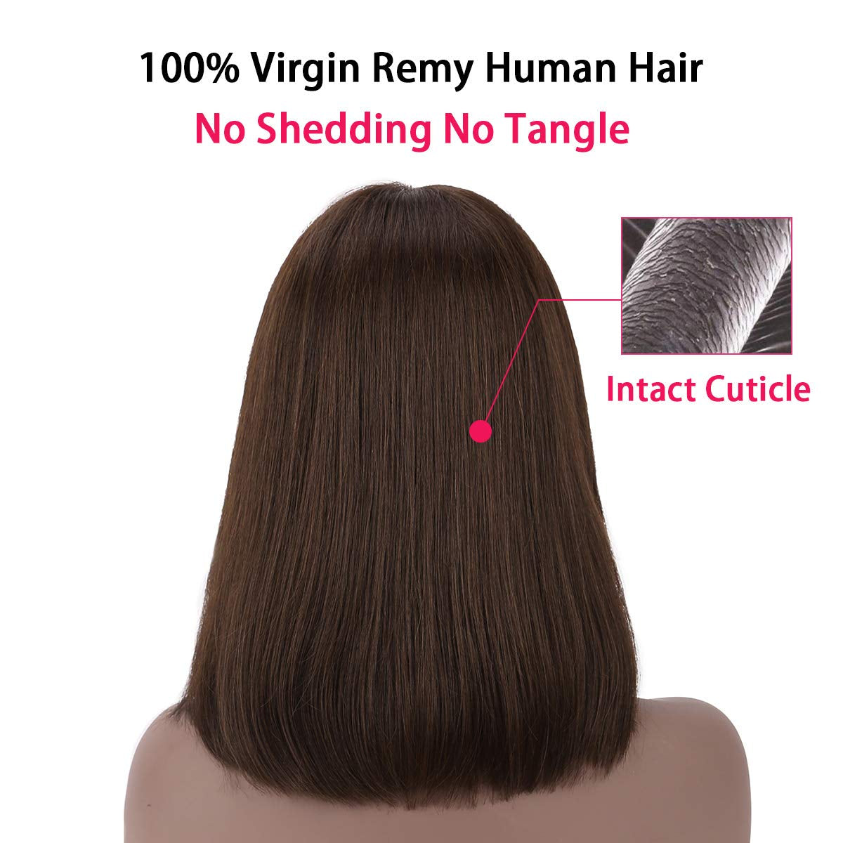 SUYYA Straight Bob Wig Human Hair with Bangs 100% Virgin Human Hair Wigs 10 Inches Dark Brown Short Bob Wigs for Women(10 Inch #2 Dark Brown)