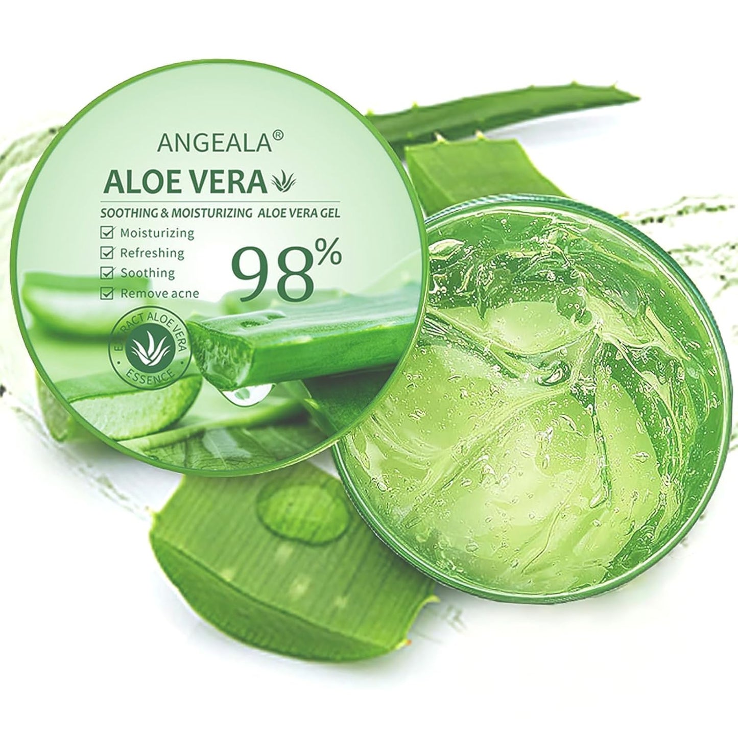 Freshly Harvested Organic Aloe Vera Gel - 98% Pure Soothing Moisturizer for Face, Body, Scalp & Hair (10oz)