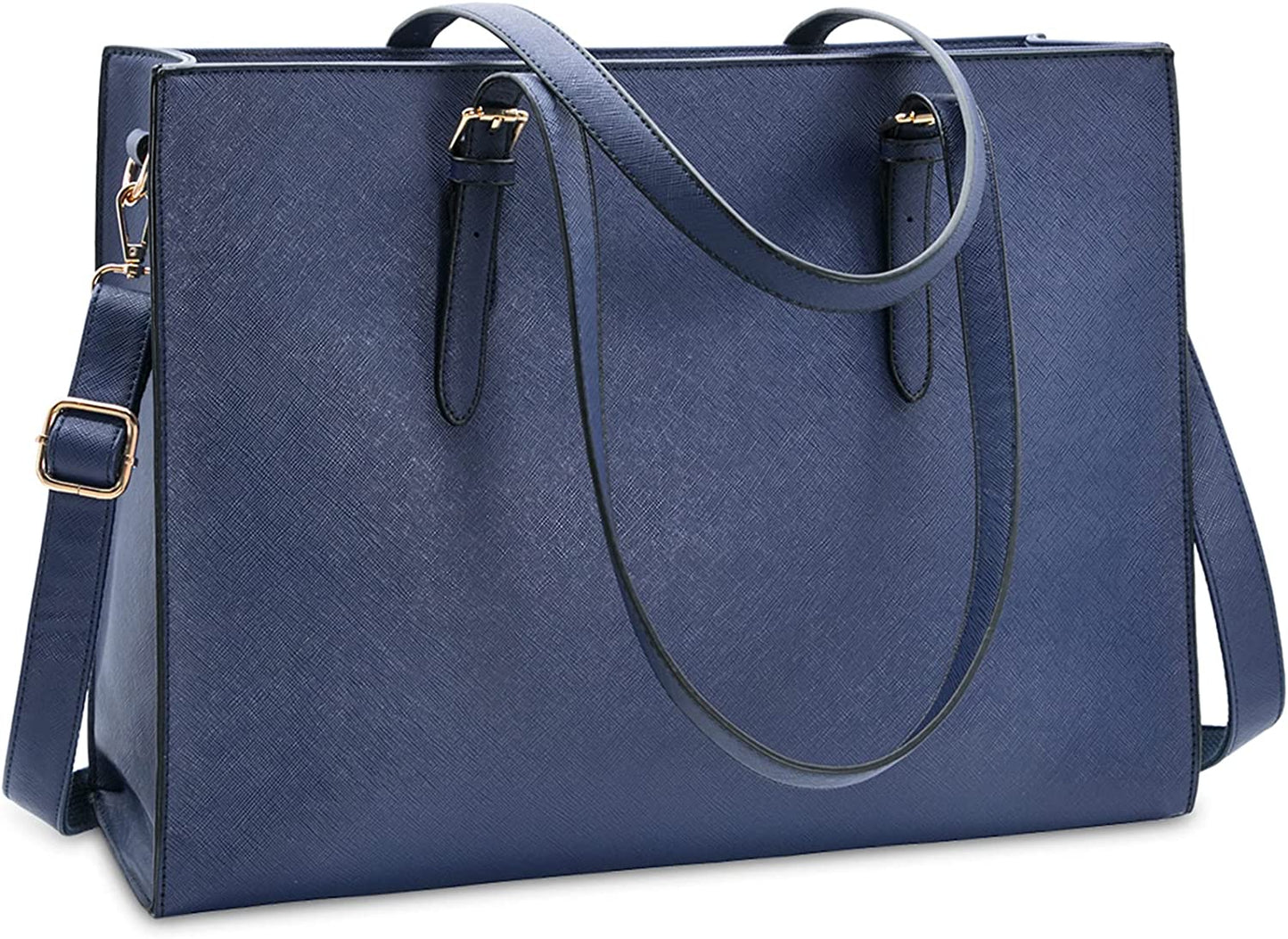 Laptop Bag for Women Waterproof Lightweight Leather 15.6 Inch Computer Tote Bag Business Office Briefcase Large Capacity Handbag Shoulder Bag Professional Office Work Bag Black