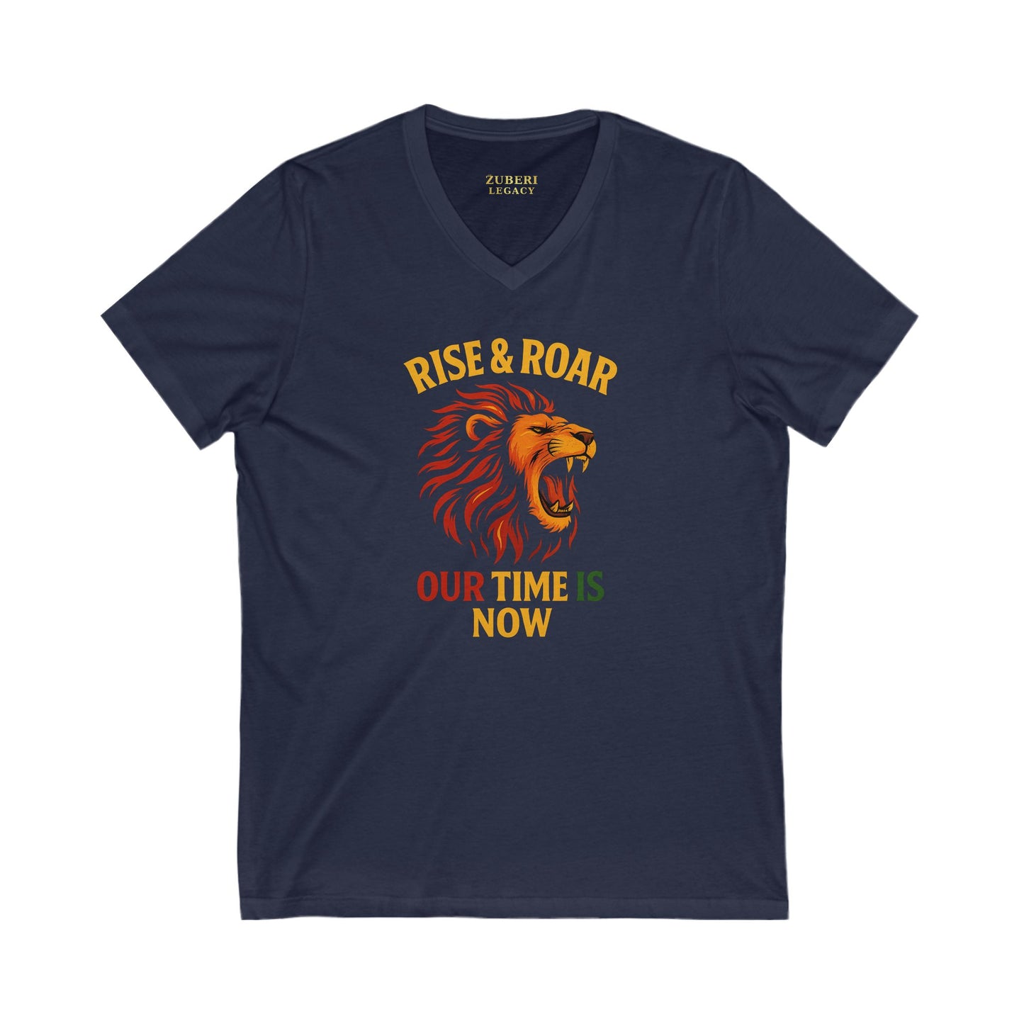 Bun Dem Summer Roaring Spirit V-Neck Tee Empire Edition | Rise & Roar Lion Graphic, Unisex Shirt, Inspirational Gift, Festival Fashion, Nature Lover Apparel