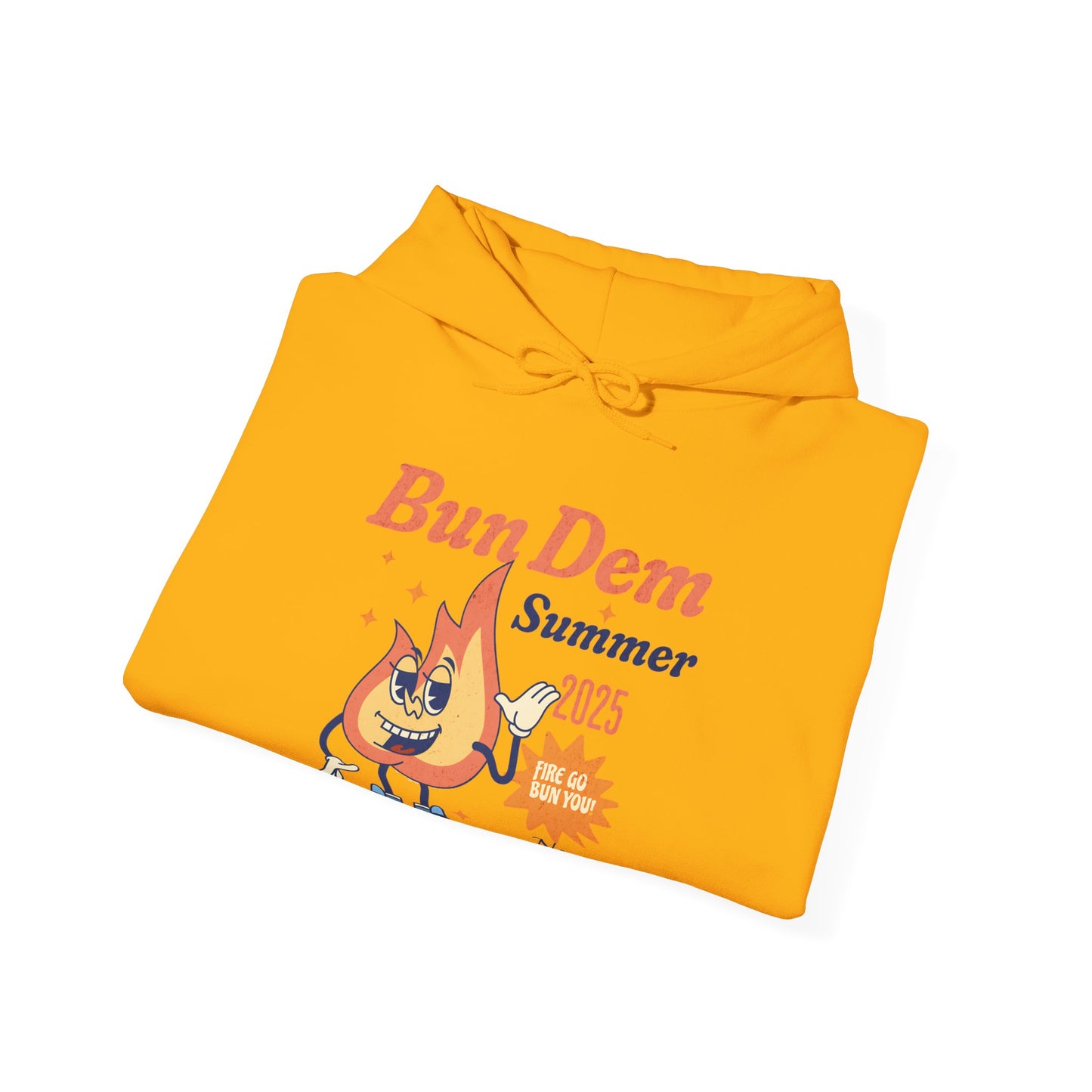 Bun Dem Summer 2025 Feel The Burn Graphic Hoodie, Comfortable Unisex Sweatshirt, Perfect for Beach Days, Vacation Wear, Casual Outing