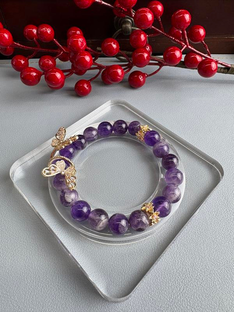 【DIY Dreamy Purple Bolivian Amethyst Bead Bracelet】
