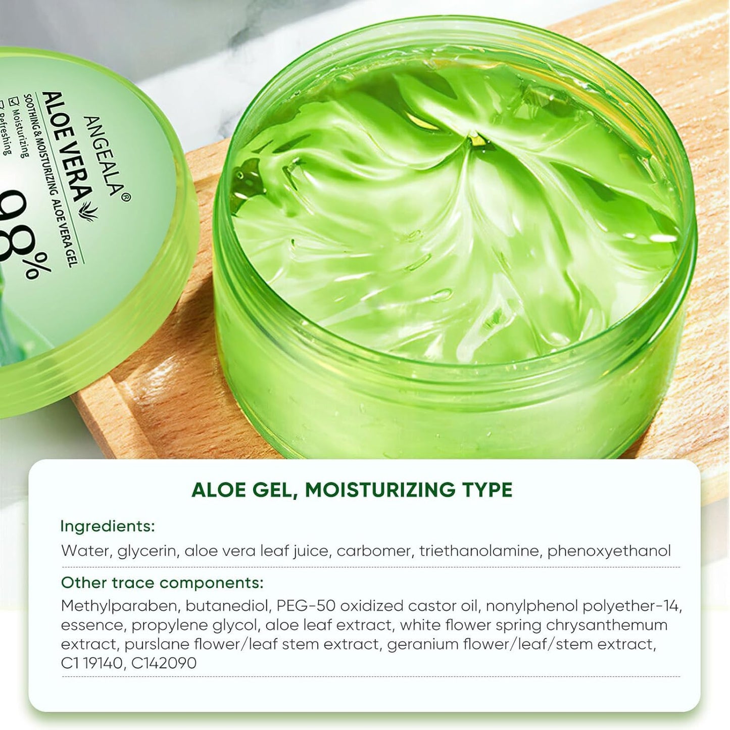 Freshly Harvested Organic Aloe Vera Gel - 98% Pure Soothing Moisturizer for Face, Body, Scalp & Hair (10oz)