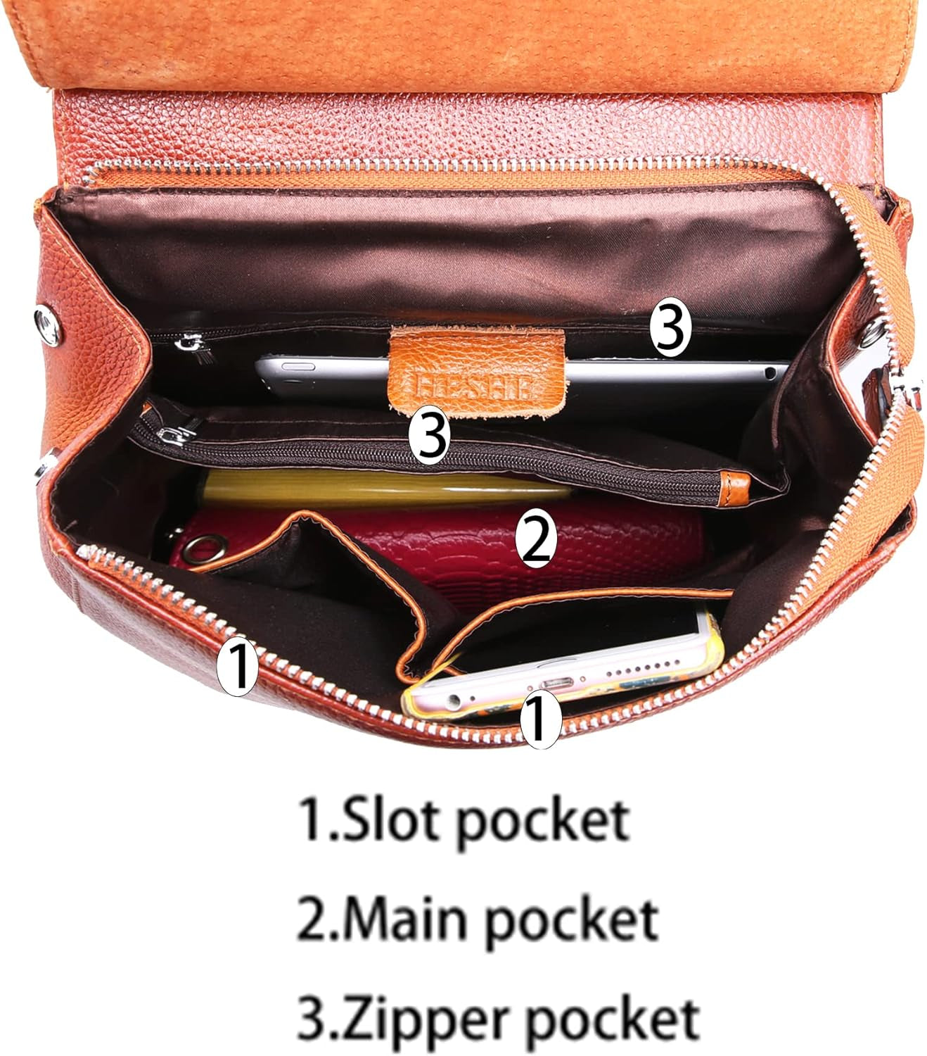 HESHE Genuine Leather Backpack Purse Convertible Womens Backpack Lightweight Work Bag Ladies Backpack(Sorrel)