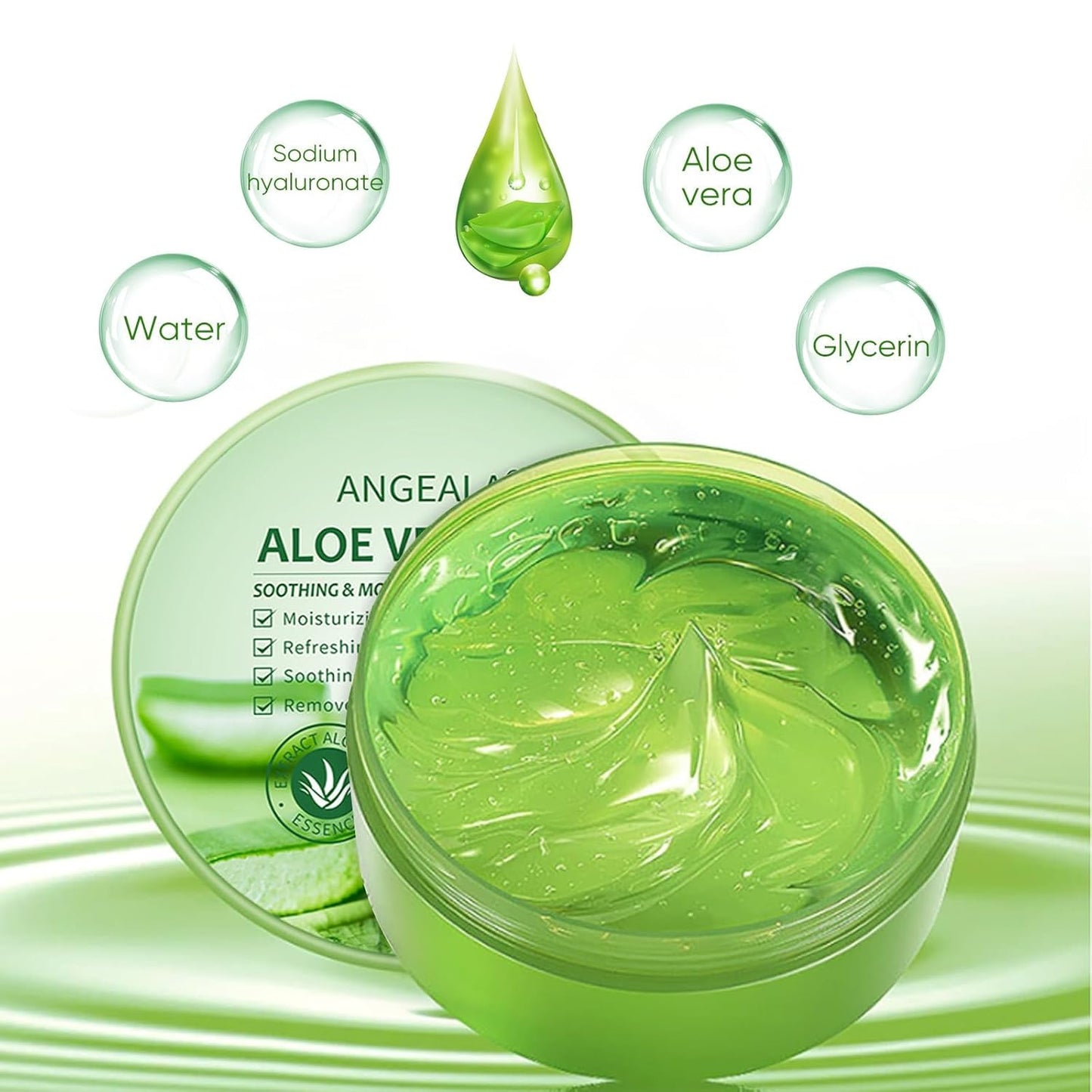 Freshly Harvested Organic Aloe Vera Gel - 98% Pure Soothing Moisturizer for Face, Body, Scalp & Hair (10oz)