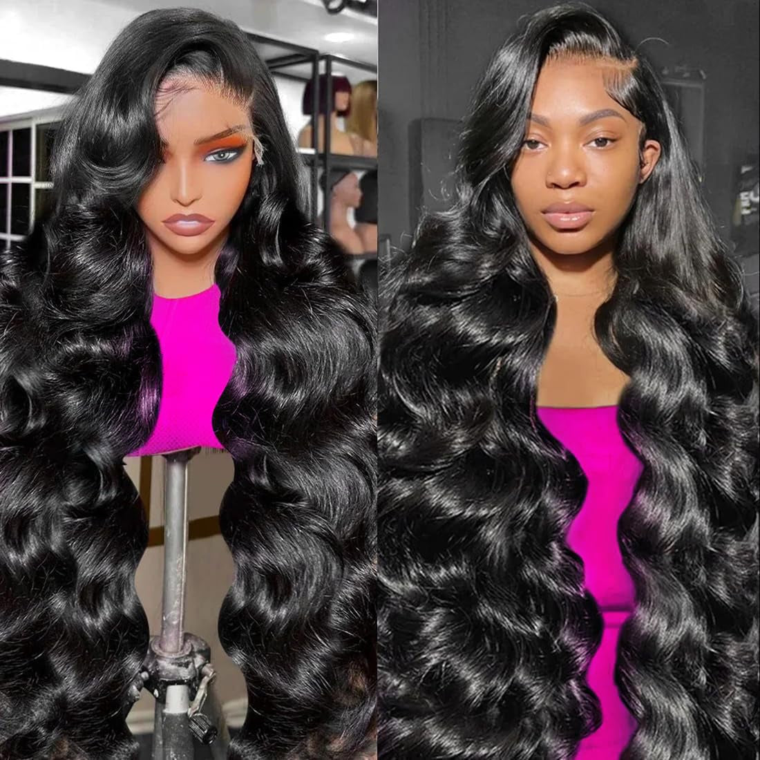 250 Density Human Hair Wig 13X4 HD Lace Front Wigs Pre Plucked Glueless Wig Human Hair Body Wave Wigs Human Hair for Black Women Frontal Wigs Human Hair Wigs Bleached Knots 18 Inch
