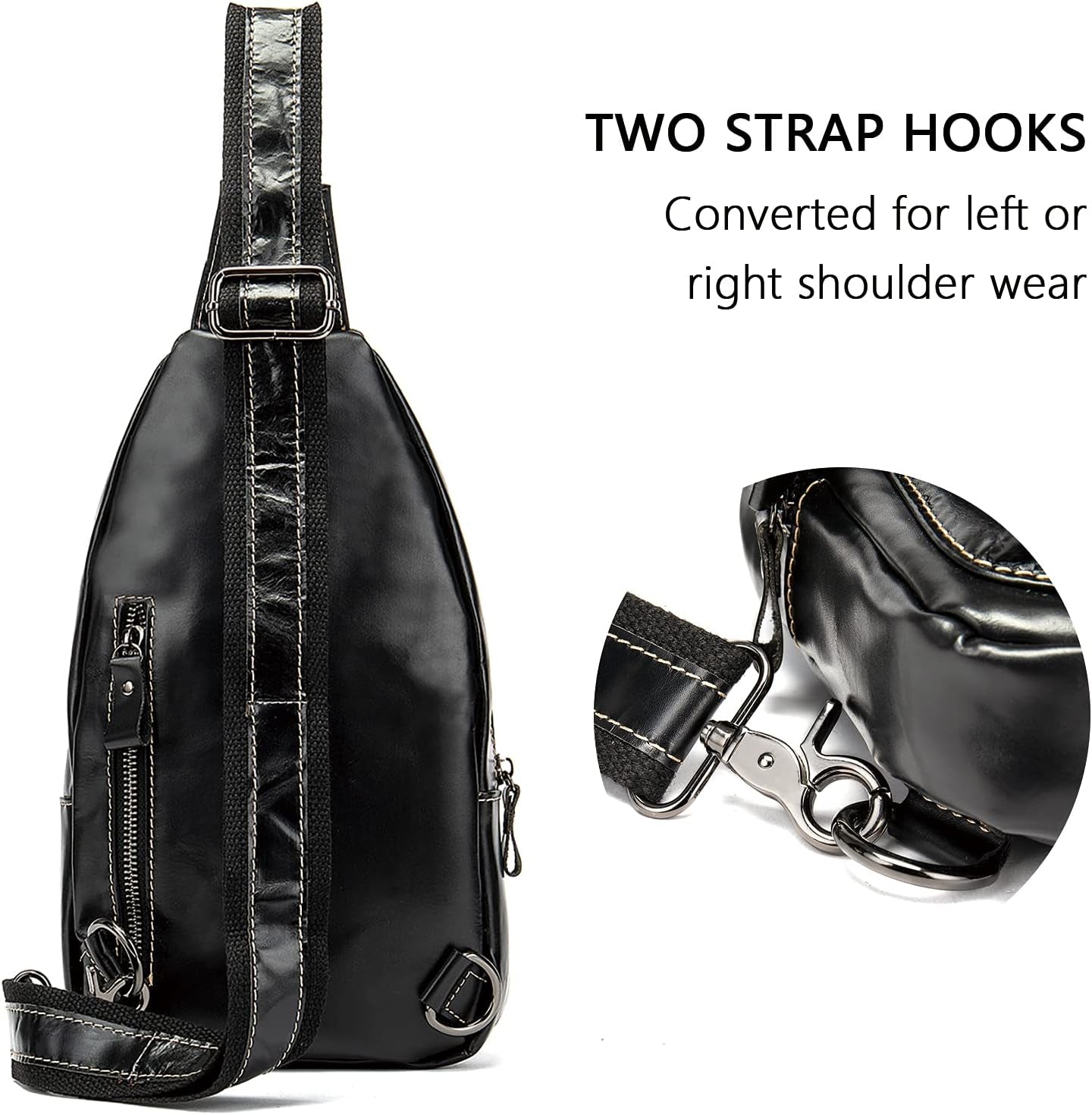 NIUCUNZH Handmade Genuine Leather Crossbody Sling Bag Crocodile Embossing Chest Bag Waterproof Shoulder Bag