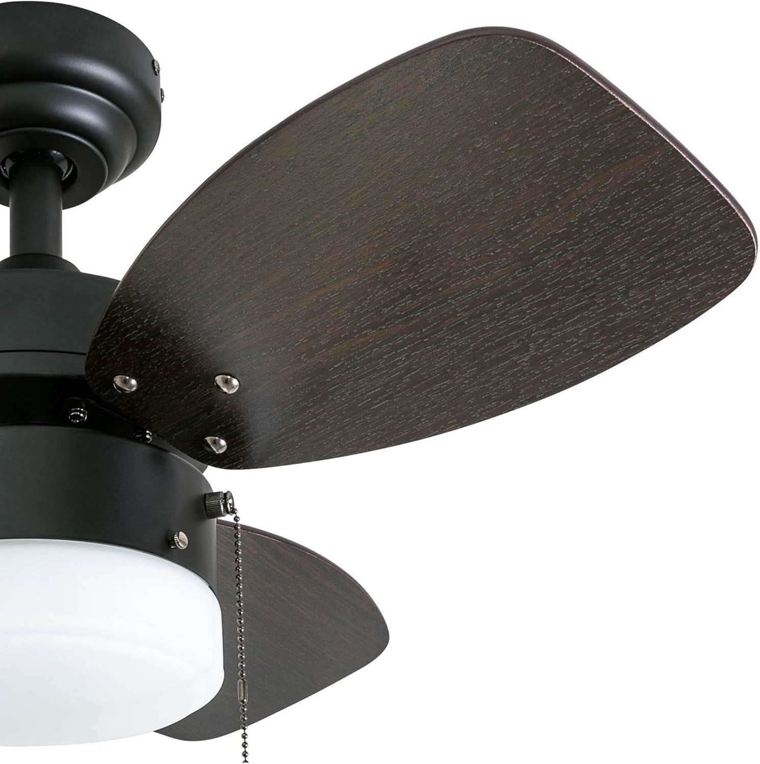 Honeywell Ceiling Fans Ocean Breeze Modern 30 Inch Ceiling Fan with Light, Pull Chain LED Indoor Fan with 3 Blades, Dark Brown Chestnut and Light Oak Blade Finish Options, Bronze (50602-01)