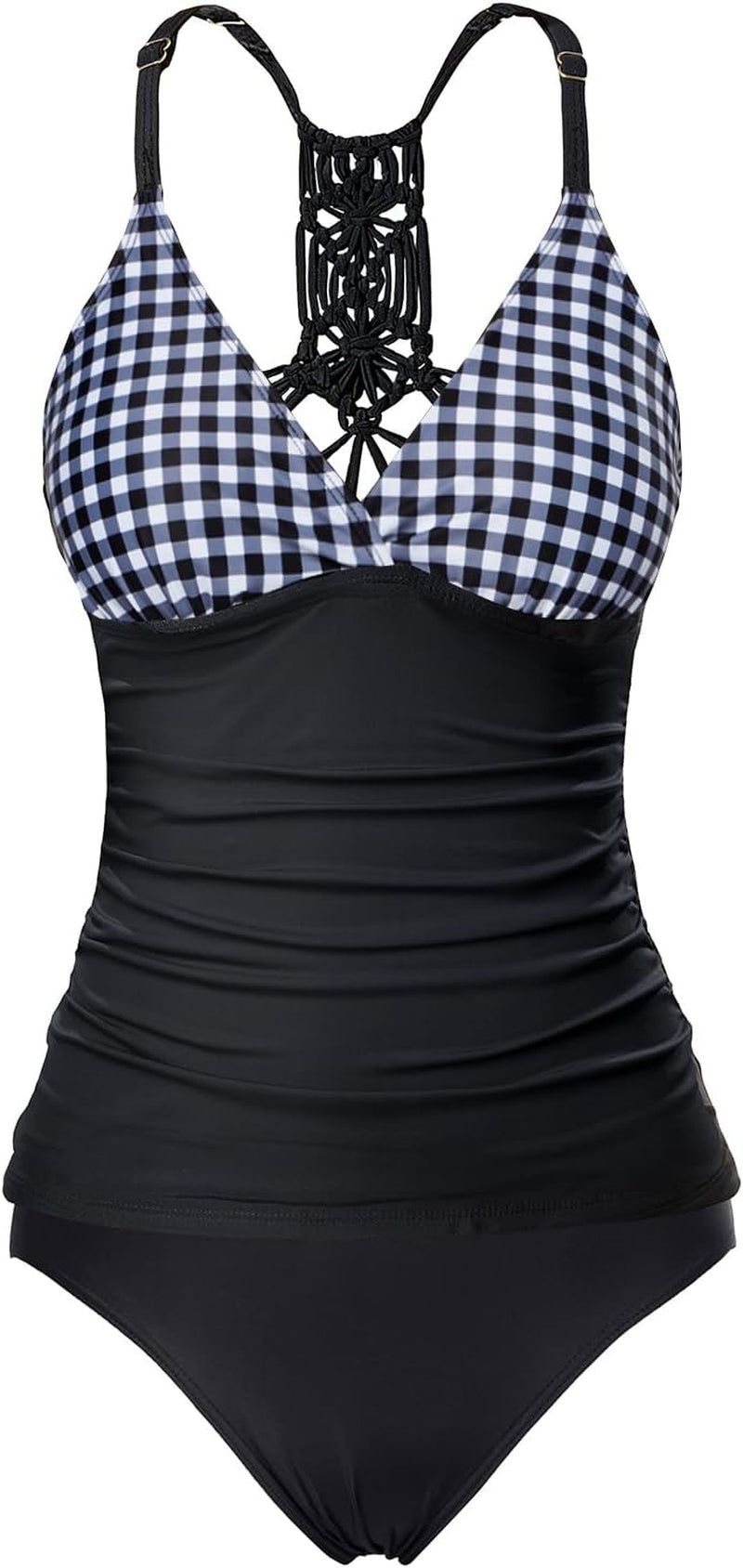 Holipick Tummy Control Two Piece Tankini Set Swimsuits for Women V Neck Tankini Top Bathing Suits with Swim Bottom