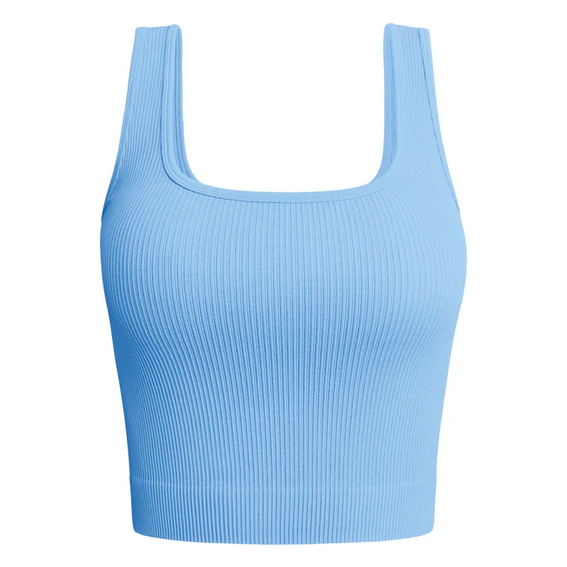 Women Solid Square Neck Ribbed Tank Top Camisole Women Summer Basic Elastic Sleeveless Crop Tops