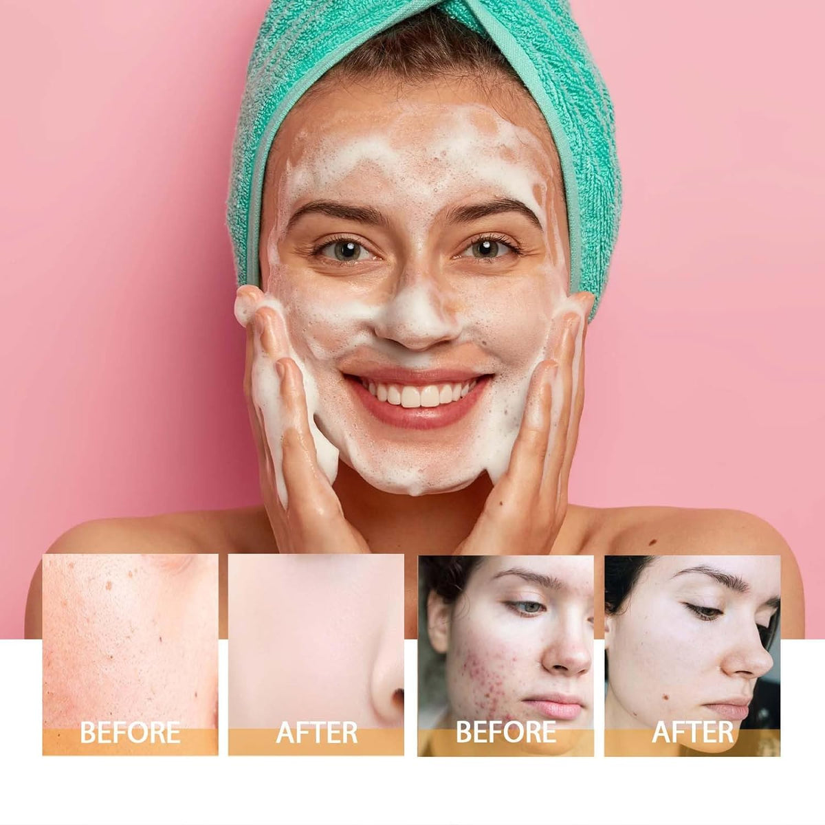 Turmeric Wash & Care Duo: Exfoliating Soap & Foaming Face Wash with Brush for Radiant Skin