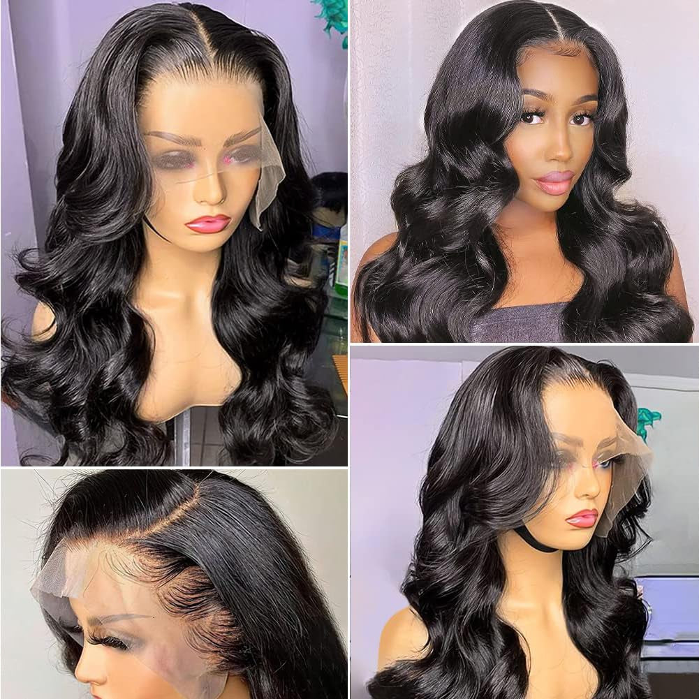 250 Density Human Hair Wig 13X4 HD Lace Front Wigs Pre Plucked Glueless Wig Human Hair Body Wave Wigs Human Hair for Black Women Frontal Wigs Human Hair Wigs Bleached Knots 18 Inch