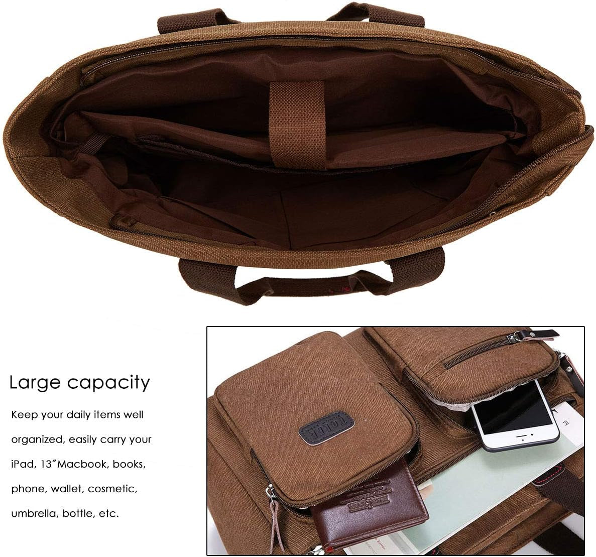 Tolfe Women Top Handle Satchel Handbags Shoulder Bag Messenger Tote Bag Purse Crossbody Bag Travel Work Tote Bag