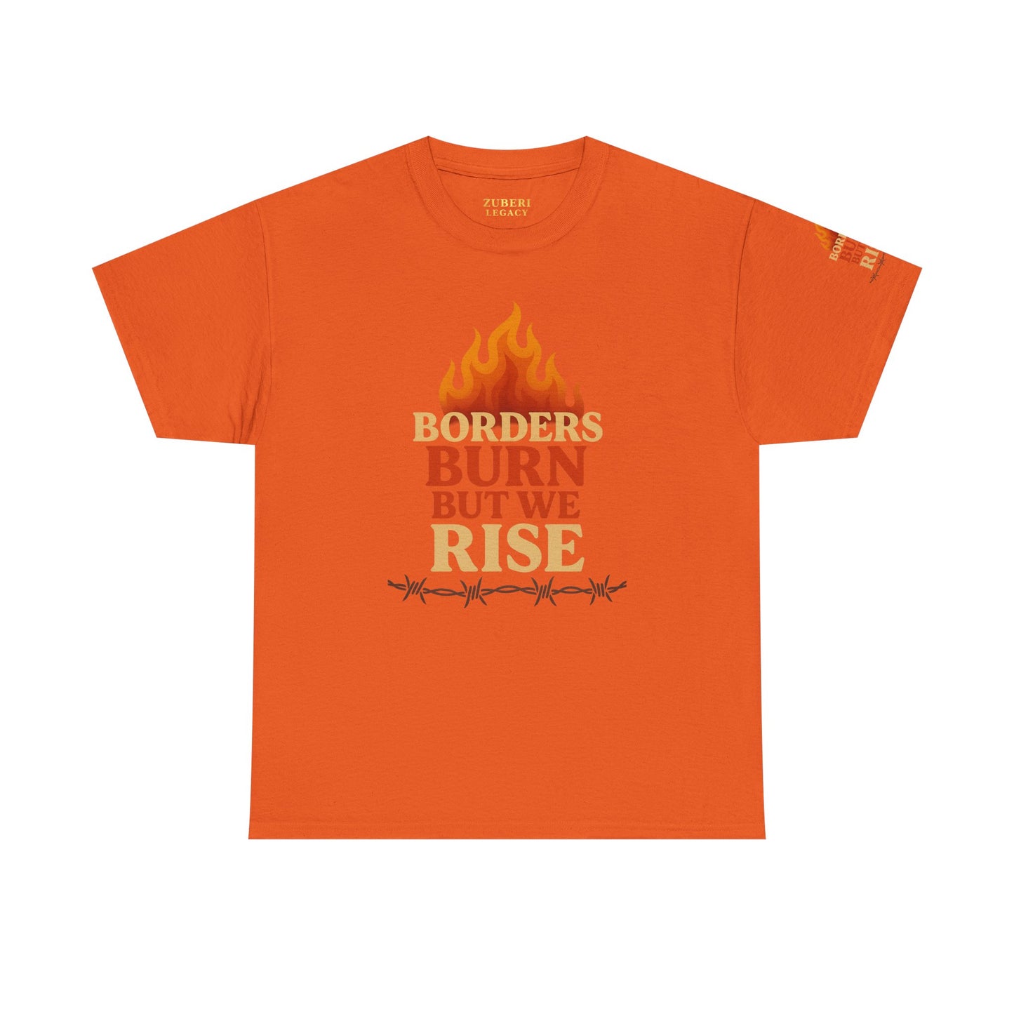 Bun Dem Summer Empowering Unisex Heavy Cotton Tee| Gildan 5000 - "Borders Burn But We Rise" Empire Edition - Activism Fashion, Statement Shirt, Gift for Allies, Equality