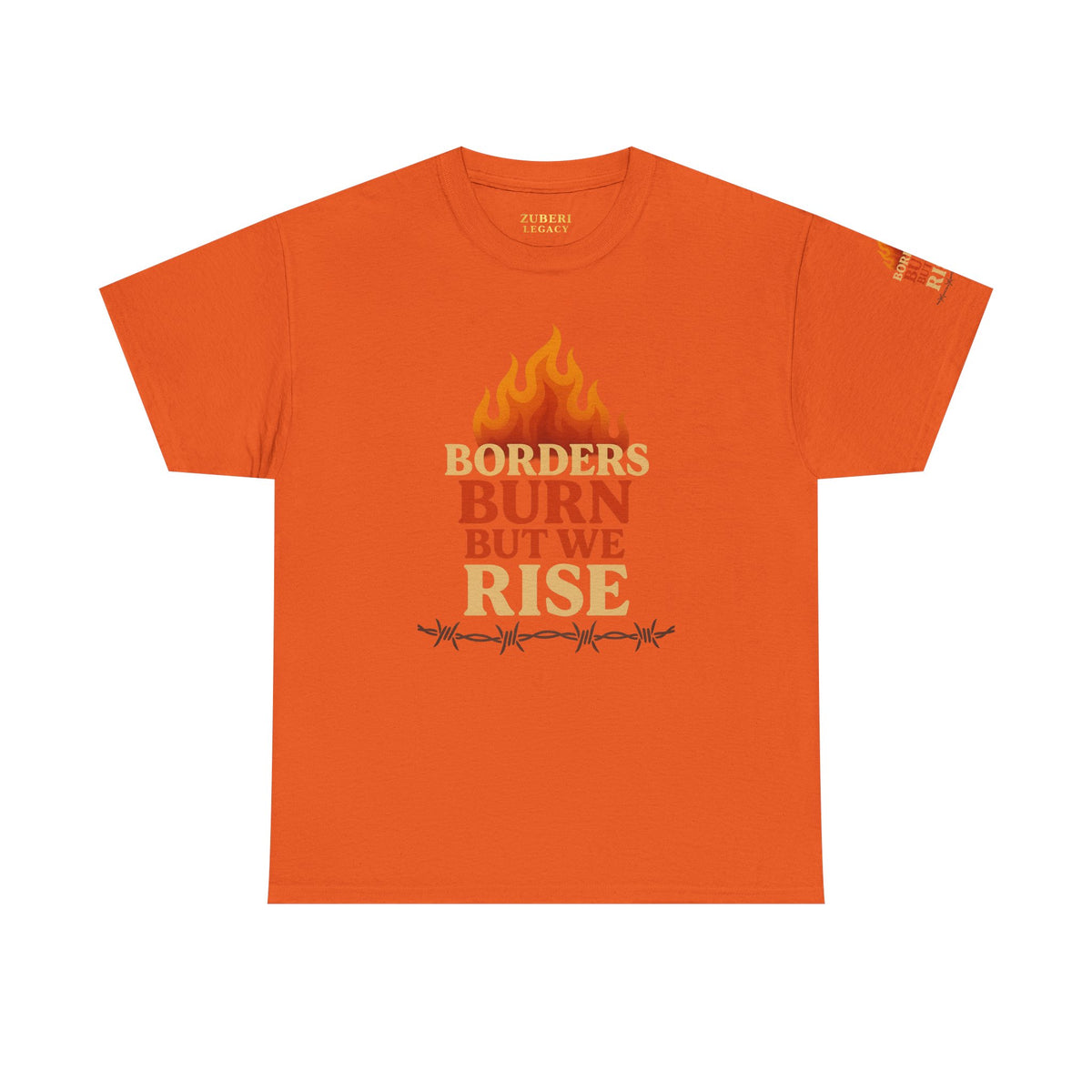 Bun Dem Summer Empowering Unisex Heavy Cotton Tee| Gildan 5000 - "Borders Burn But We Rise" Empire Edition - Activism Fashion, Statement Shirt, Gift for Allies, Equality