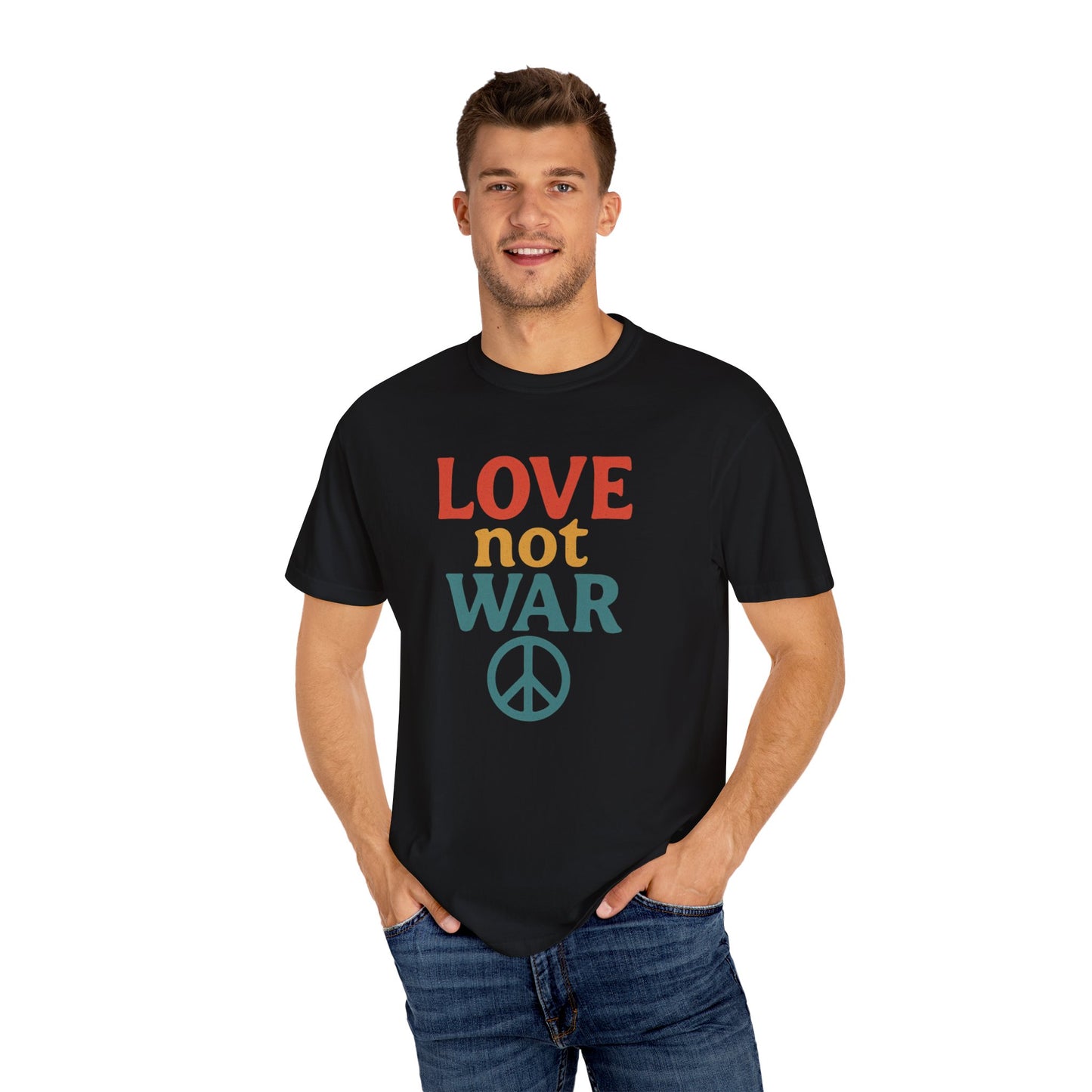 Bun Dem Summer 2025 Love Not War Unisex Garment-Dyed T-Shirt  Empire Edition - Peace Tee for Activists, Gifts for Friends, Casual Wear, and Everyday Style