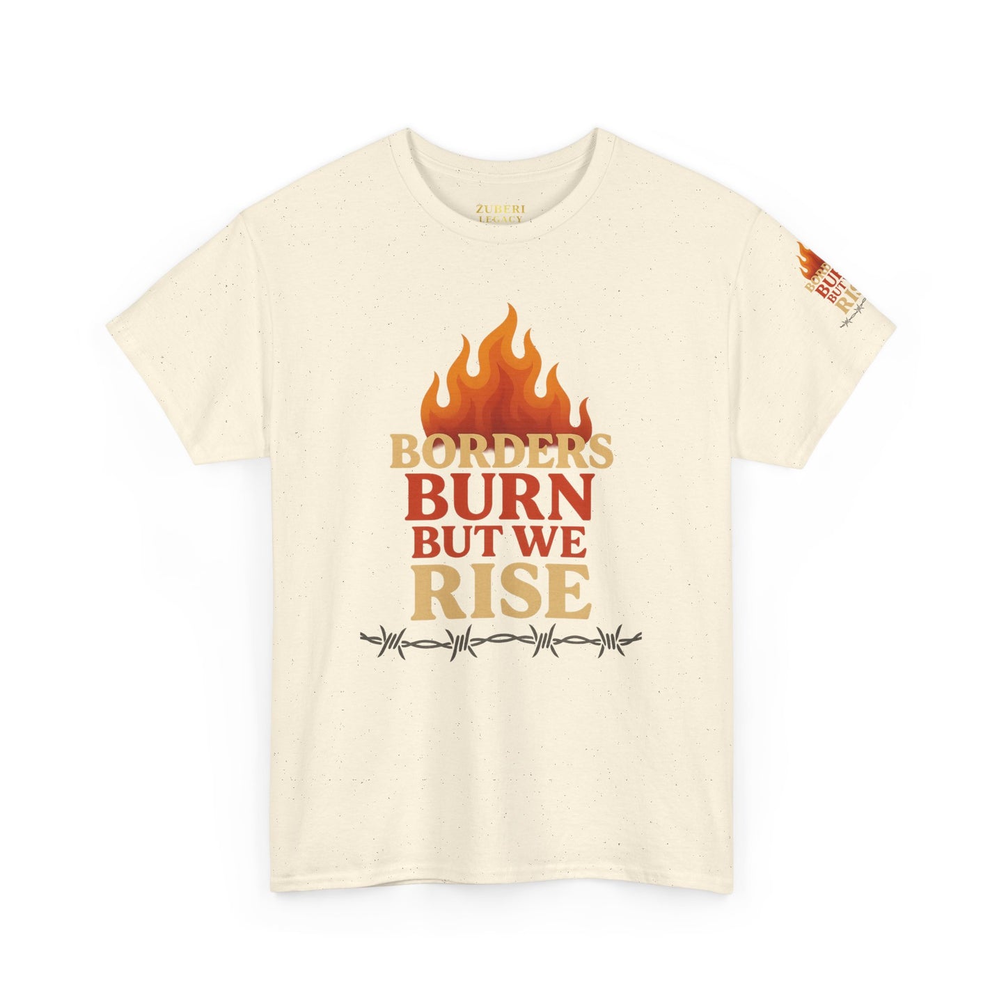 Bun Dem Summer Empowering Unisex Heavy Cotton Tee| Gildan 5000 - "Borders Burn But We Rise" Empire Edition - Activism Fashion, Statement Shirt, Gift for Allies, Equality