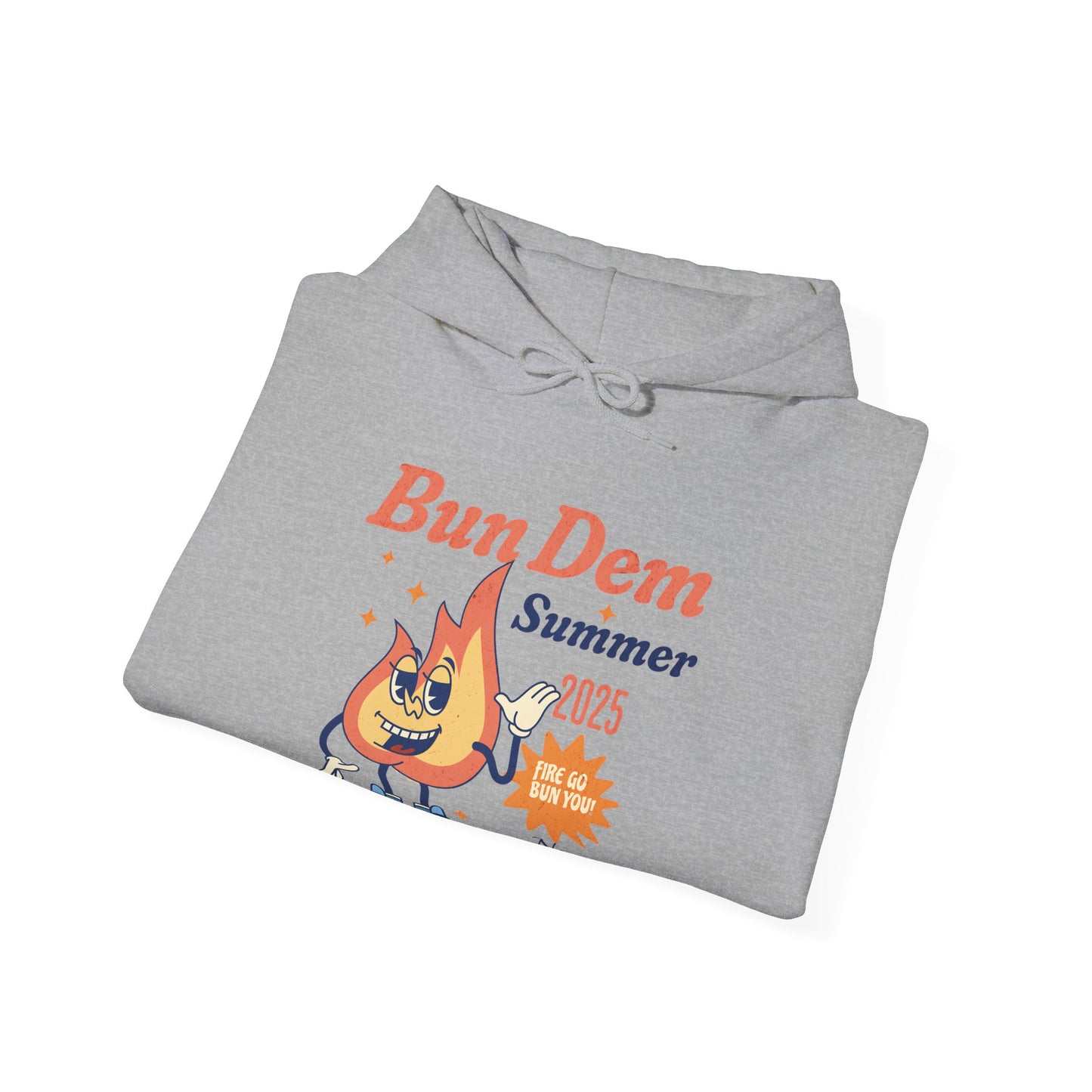 Bun Dem Summer 2025 Feel The Burn Graphic Hoodie, Comfortable Unisex Sweatshirt, Perfect for Beach Days, Vacation Wear, Casual Outing