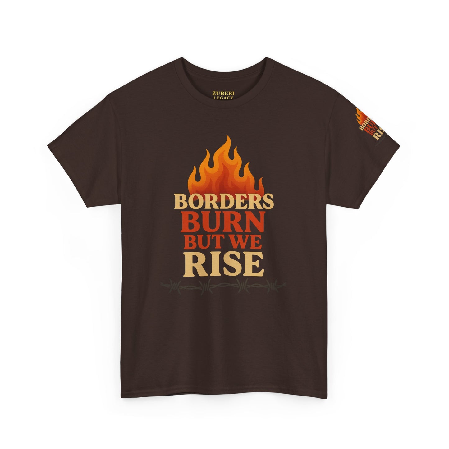 Bun Dem Summer Empowering Unisex Heavy Cotton Tee| Gildan 5000 - "Borders Burn But We Rise" Empire Edition - Activism Fashion, Statement Shirt, Gift for Allies, Equality