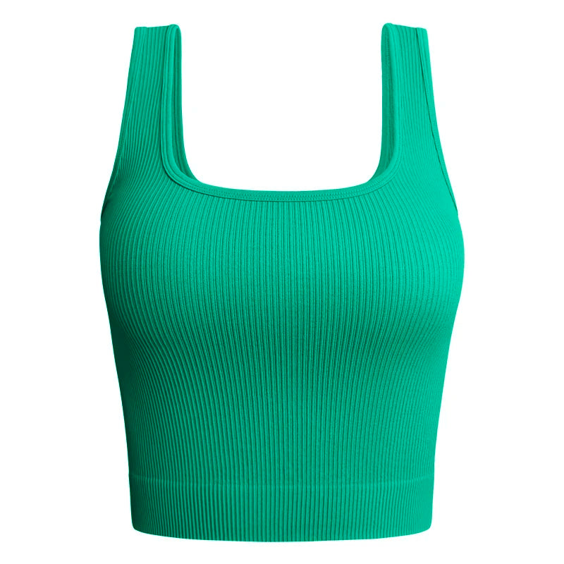 Women Solid Square Neck Ribbed Tank Top Camisole Women Summer Basic Elastic Sleeveless Crop Tops