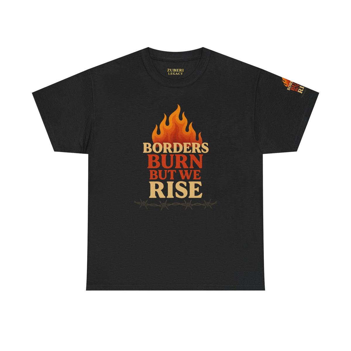 Bun Dem Summer Empowering Unisex Heavy Cotton Tee| Gildan 5000 - "Borders Burn But We Rise" Empire Edition - Activism Fashion, Statement Shirt, Gift for Allies, Equality