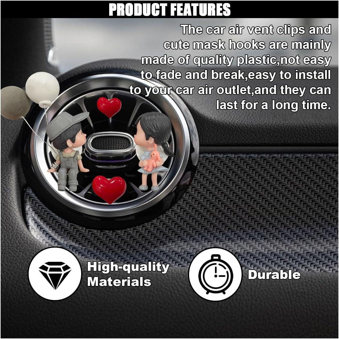 Adorable Car Air Fresheners Vent Clips - Charming Aromatherapy Diffusers for Couples, Perfect Car Decor & Gift for Home or Office