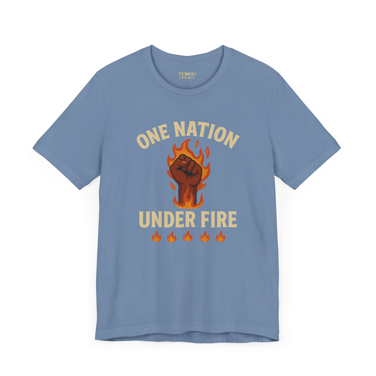 Empowering Statement Tee: One Nation Under Fire, Unisex Graphic Shirt, Activist Apparel, Casual Wear, Gift for Change Makers