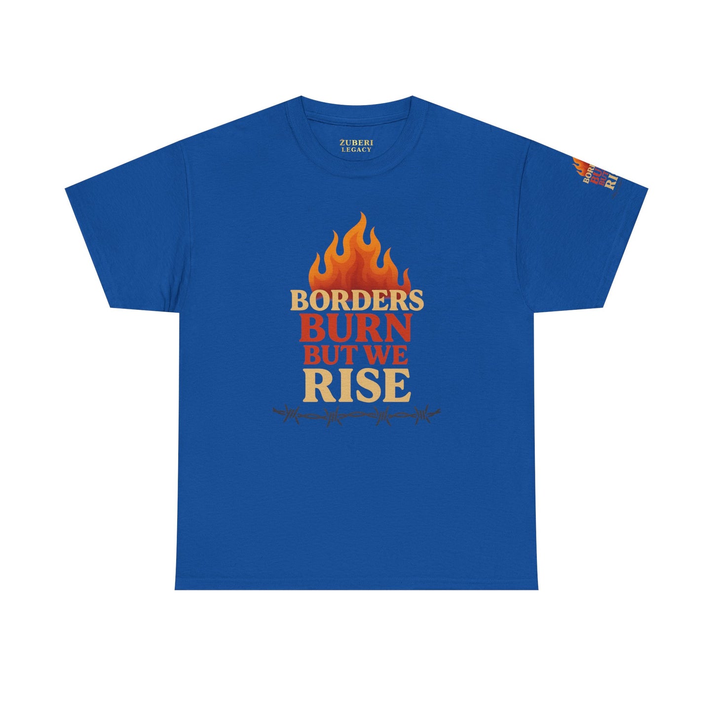 Bun Dem Summer Empowering Unisex Heavy Cotton Tee| Gildan 5000 - "Borders Burn But We Rise" Empire Edition - Activism Fashion, Statement Shirt, Gift for Allies, Equality