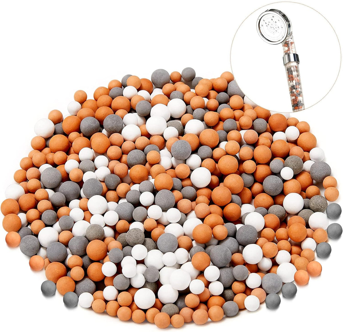 Replacement Shower Filter Beads Anion Mineral Balls Purifying Stones for Purifying Water Filter Shower Head 3 Kinds (6 Packs,Diameter 7-8 Mm)