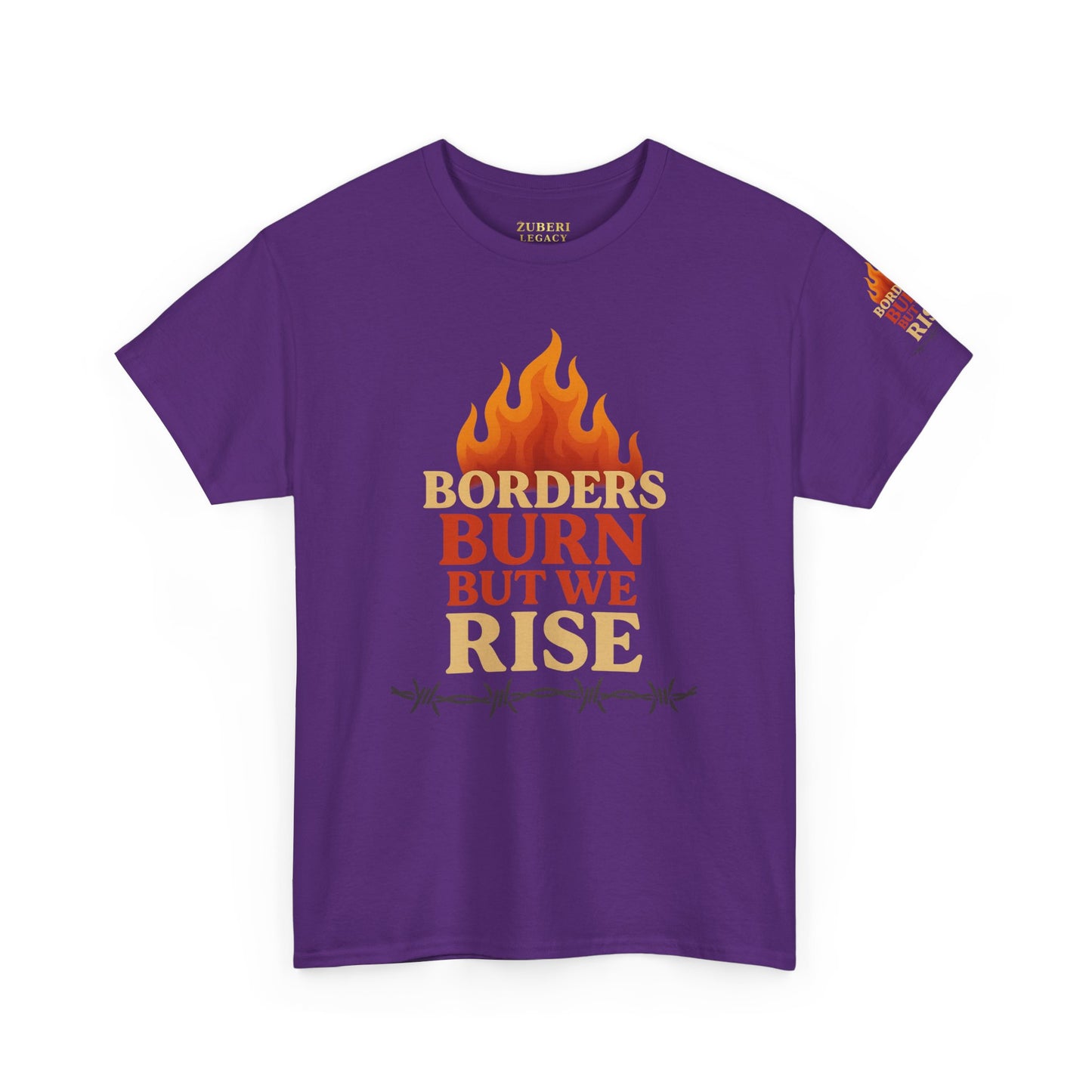 Bun Dem Summer Empowering Unisex Heavy Cotton Tee| Gildan 5000 - "Borders Burn But We Rise" Empire Edition - Activism Fashion, Statement Shirt, Gift for Allies, Equality