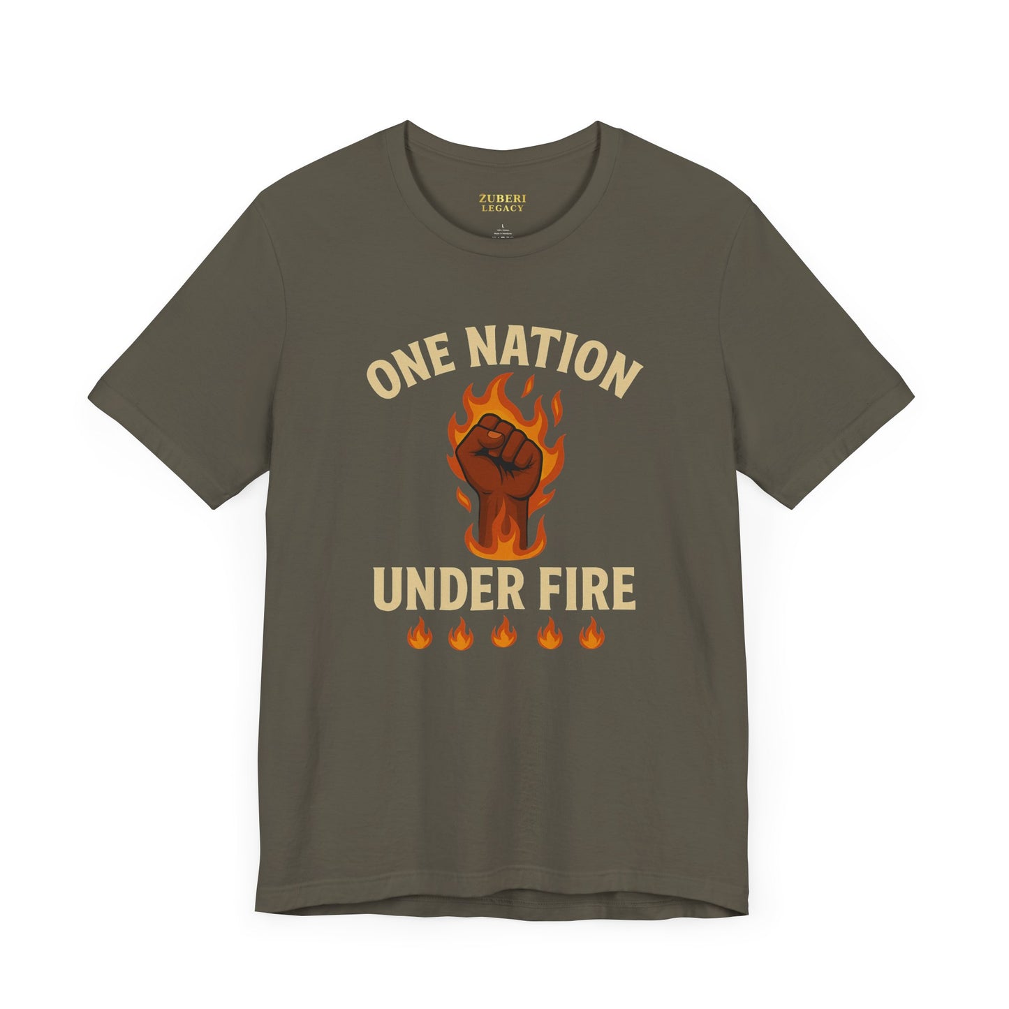 Empowering Statement Tee: One Nation Under Fire, Unisex Graphic Shirt, Activist Apparel, Casual Wear, Gift for Change Makers