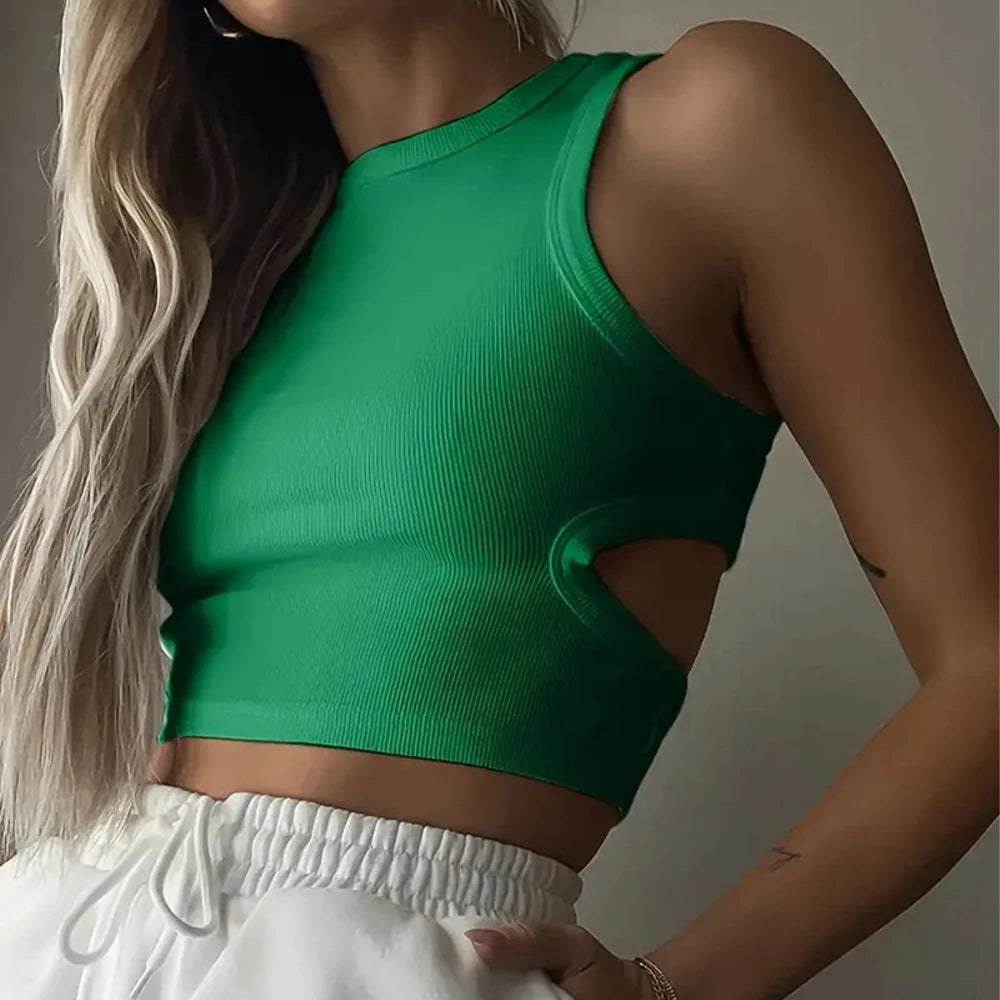Vest Top Women'S Y2K Tank Top Ribbed Knitted Tops Mujer Neck Summer Woman Shirts Tank Top Women Tank Tops Brown Casual Shirts