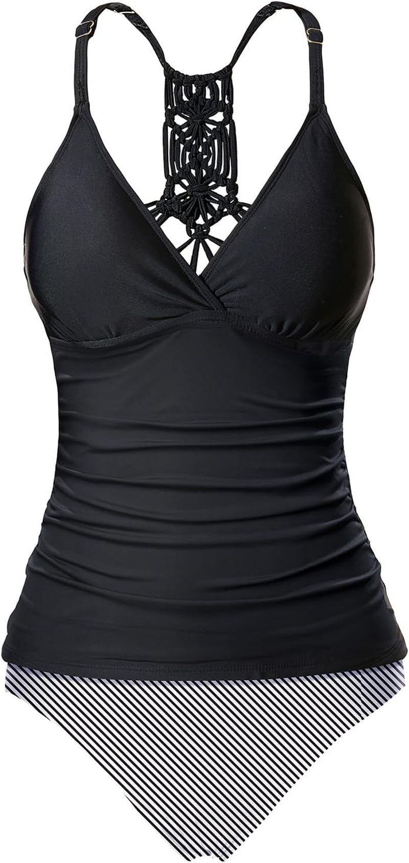 Holipick Tummy Control Two Piece Tankini Set Swimsuits for Women V Neck Tankini Top Bathing Suits with Swim Bottom