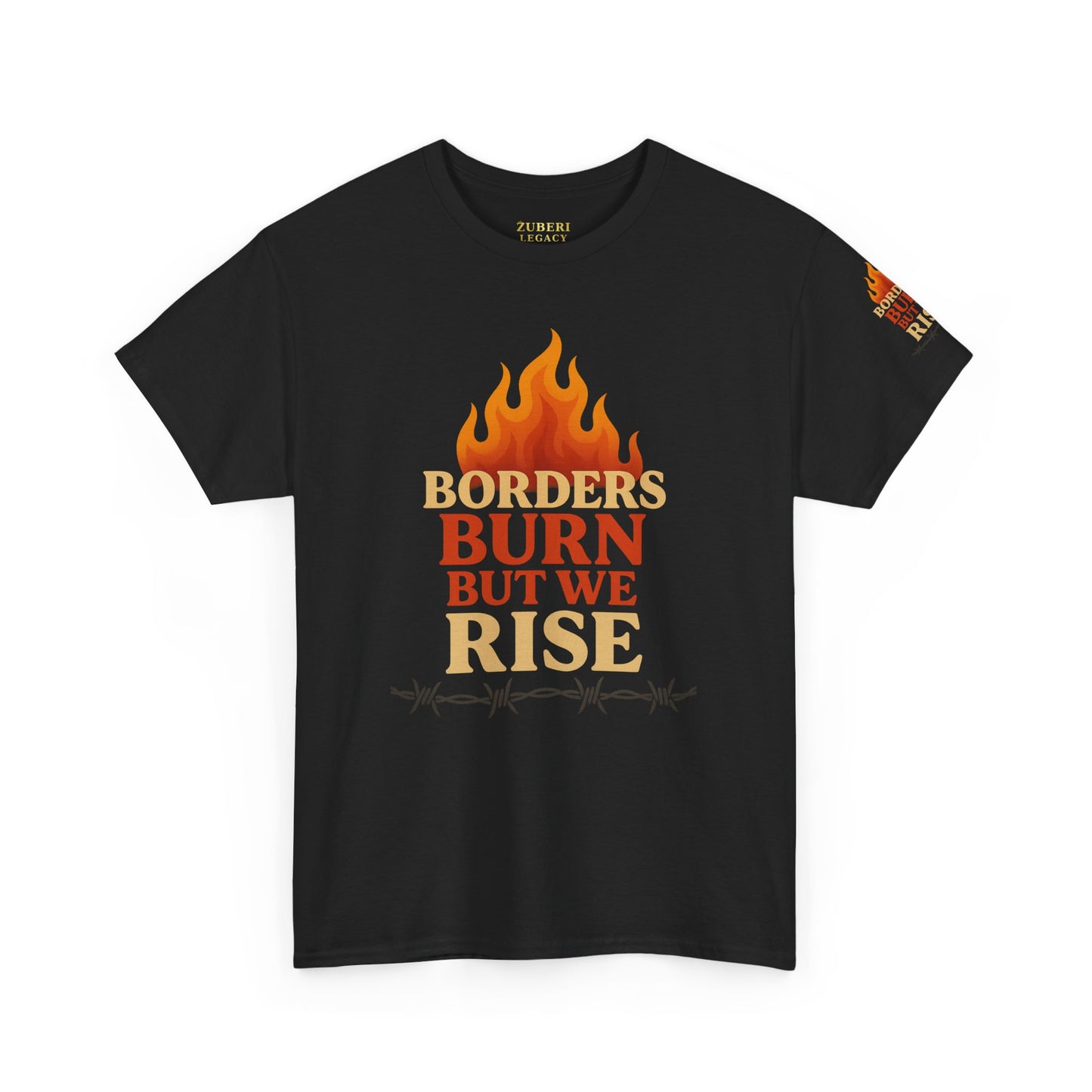 Bun Dem Summer Empowering Unisex Heavy Cotton Tee| Gildan 5000 - "Borders Burn But We Rise" Empire Edition - Activism Fashion, Statement Shirt, Gift for Allies, Equality