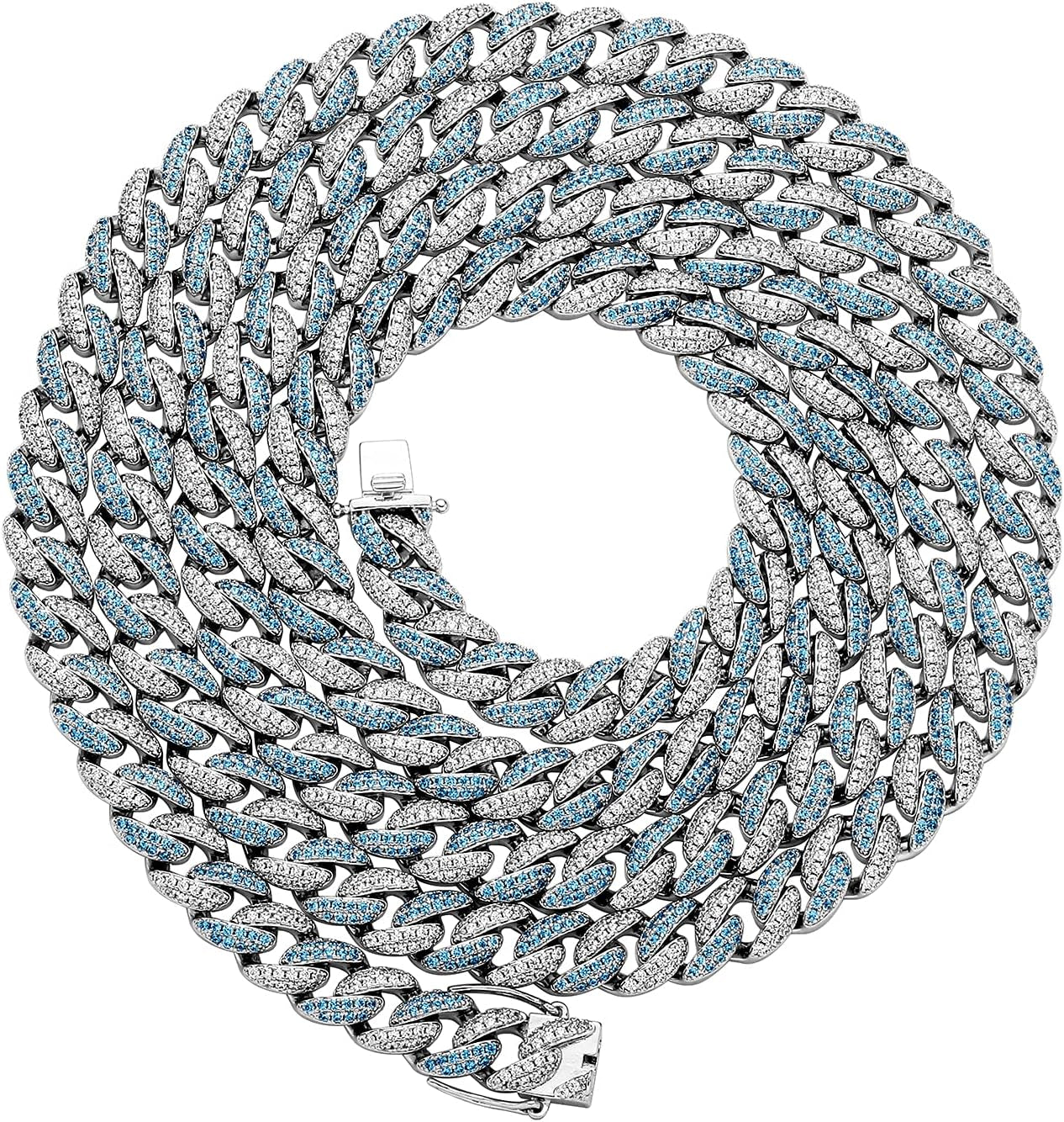 9Mm Miami Cuban Link Necklace Chain 6 Times 14K Gold Plated Iced Out Dupre Cuban Link Colorful Sparkle Shiny Cuban Link Diamonds Chains Choker for Women Men