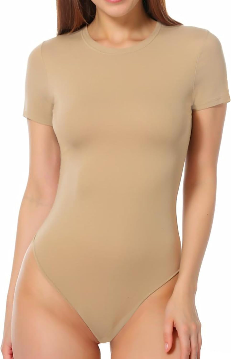 MANGOPOP Women'S round Neck Short Sleeve T Shirts Basic Bodysuits
