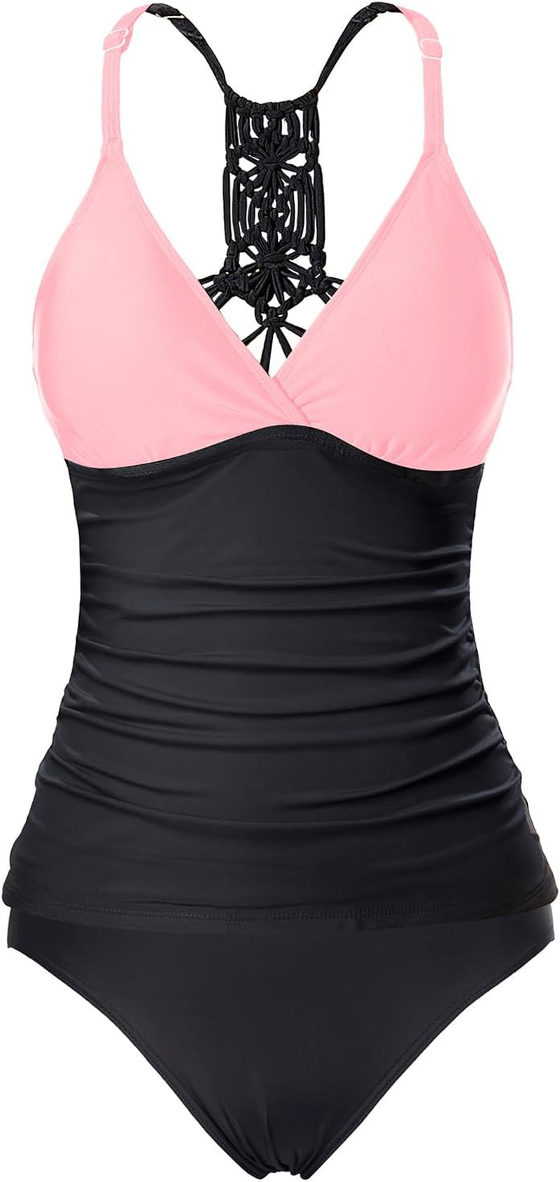 Holipick Tummy Control Two Piece Tankini Set Swimsuits for Women V Neck Tankini Top Bathing Suits with Swim Bottom