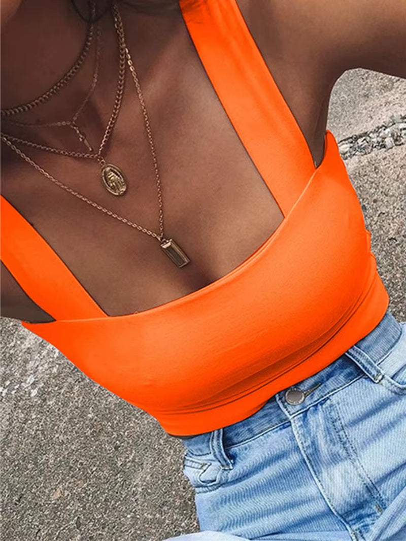 Square Neck Sleeveless Summer Crop Top White Women Black Casual Basic T Shirt off Shoulder Cami Sexy Backless Tank Top