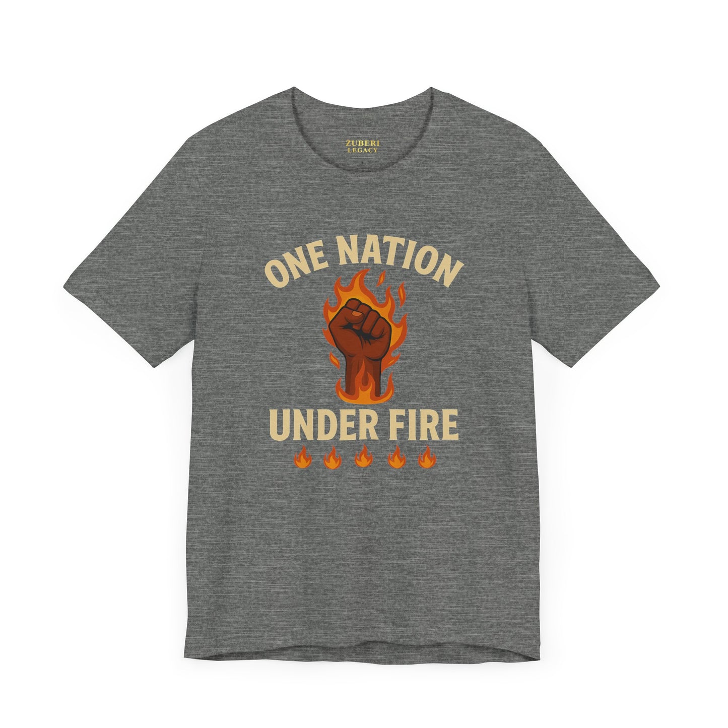 Empowering Statement Tee: One Nation Under Fire, Unisex Graphic Shirt, Activist Apparel, Casual Wear, Gift for Change Makers