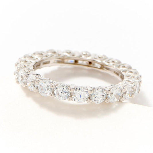 Diamonique Classics round Cut Eternity Band Ring, Sterling Silver